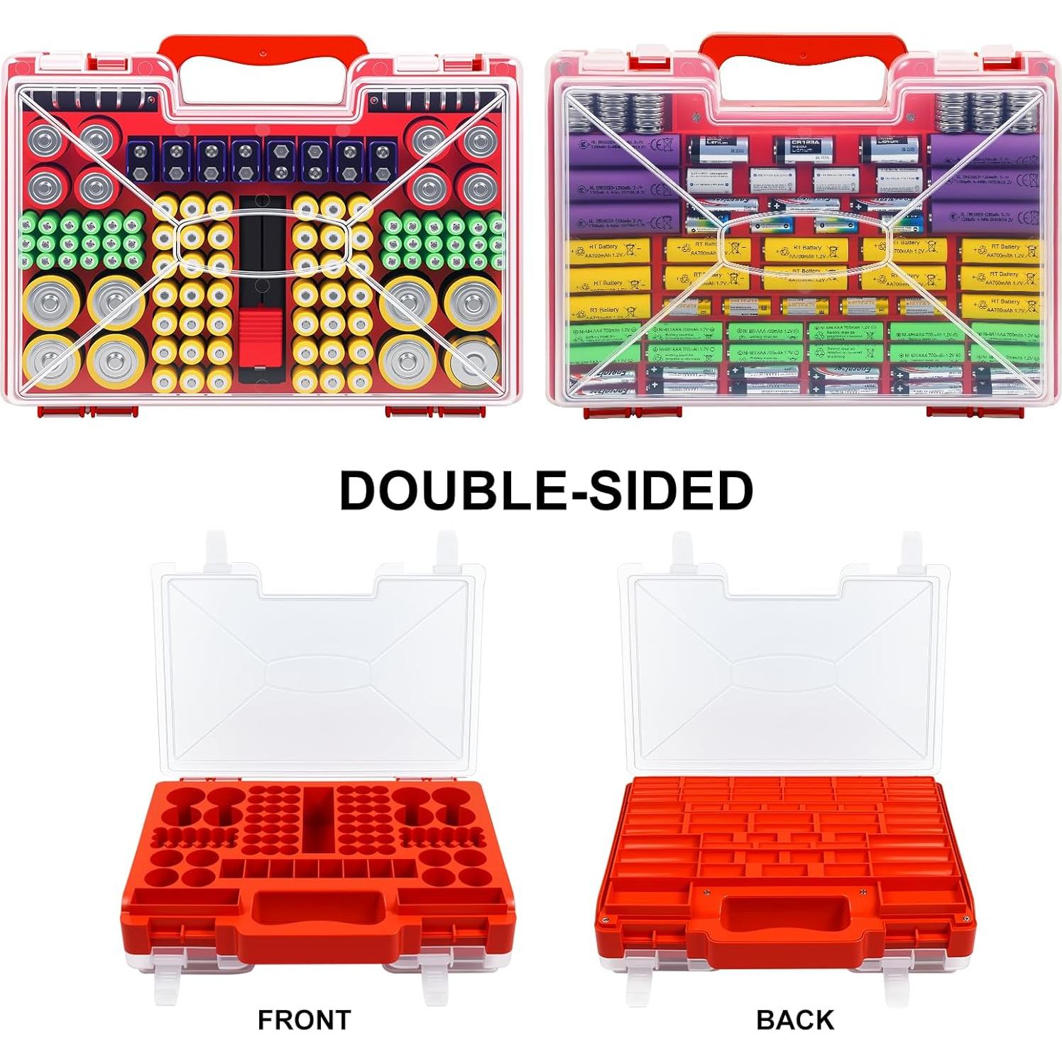 Organizador de Baterías Wekashion con Estuche y Probador - Rojo