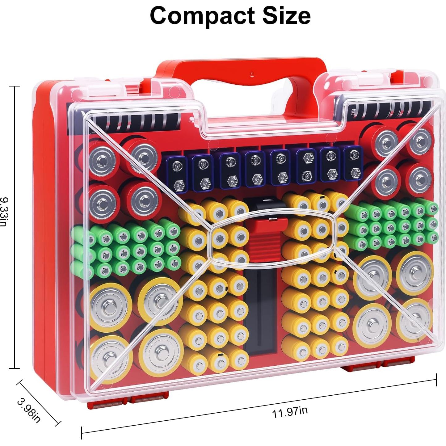 Organizador de Baterías Wekashion con Estuche y Probador - Rojo