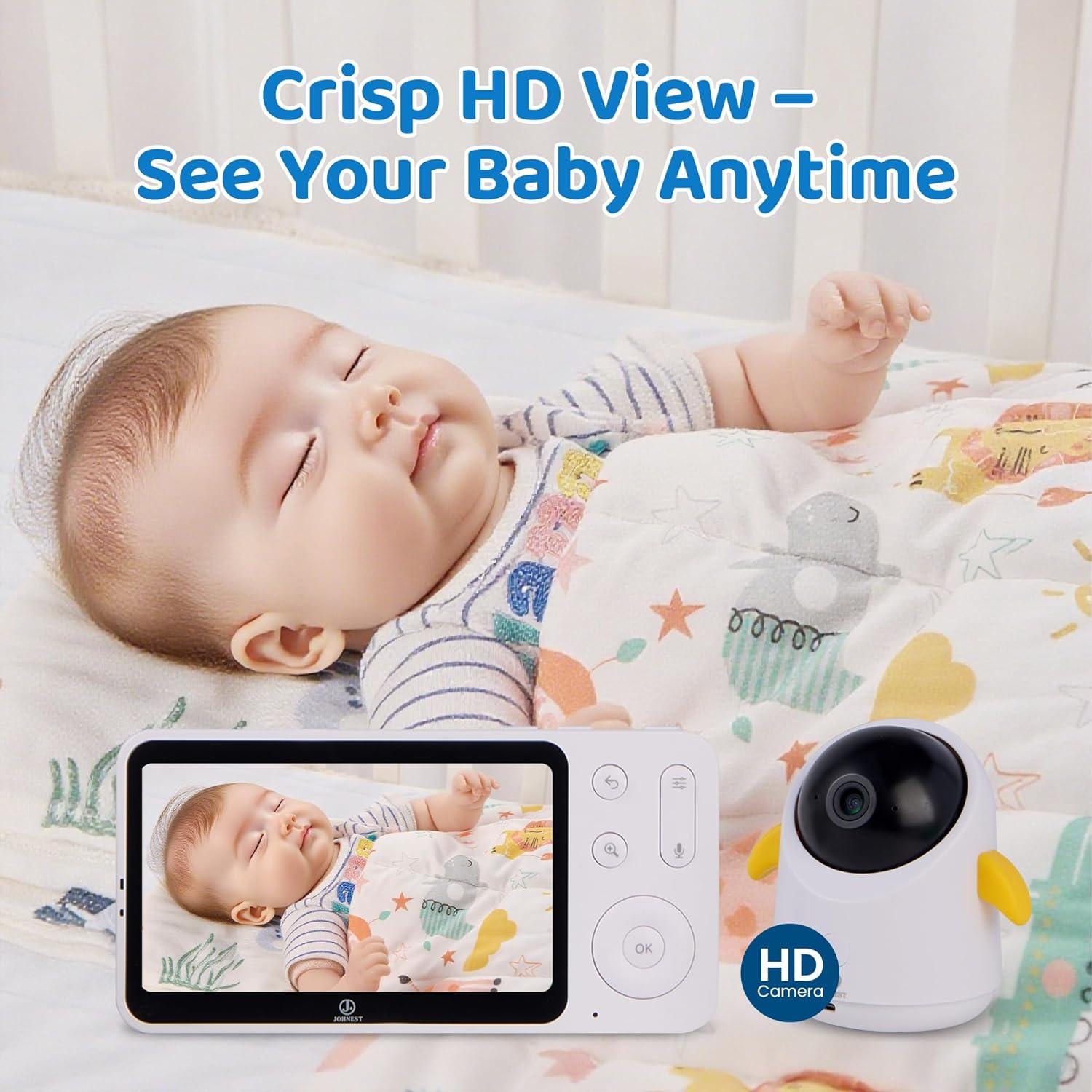 Monitor de Bebé HD Johnest 1 Cámara - Sin WiFi, Visión Nocturna