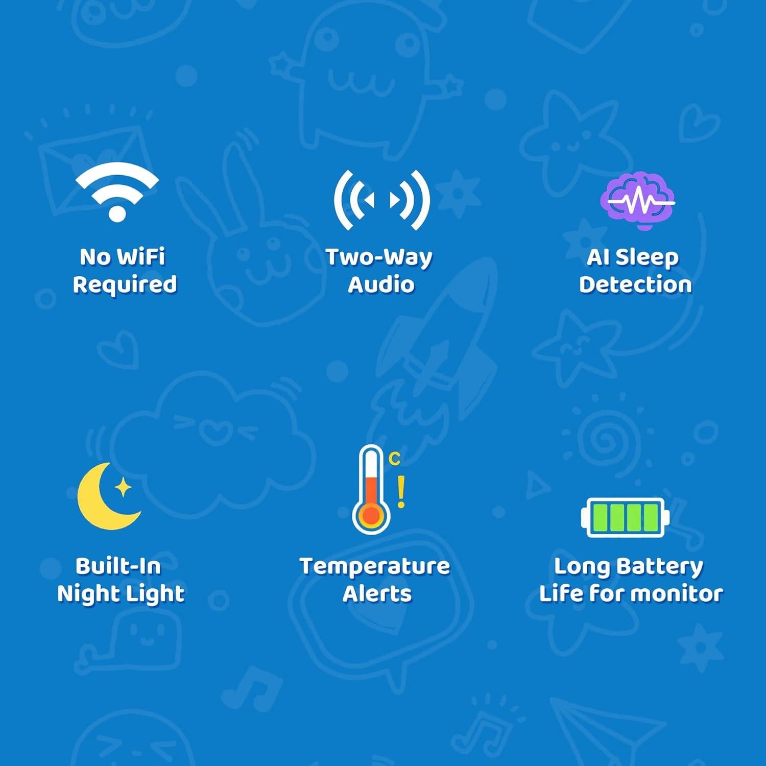 Monitor de Bebé HD Johnest 1 Cámara - Sin WiFi, Visión Nocturna