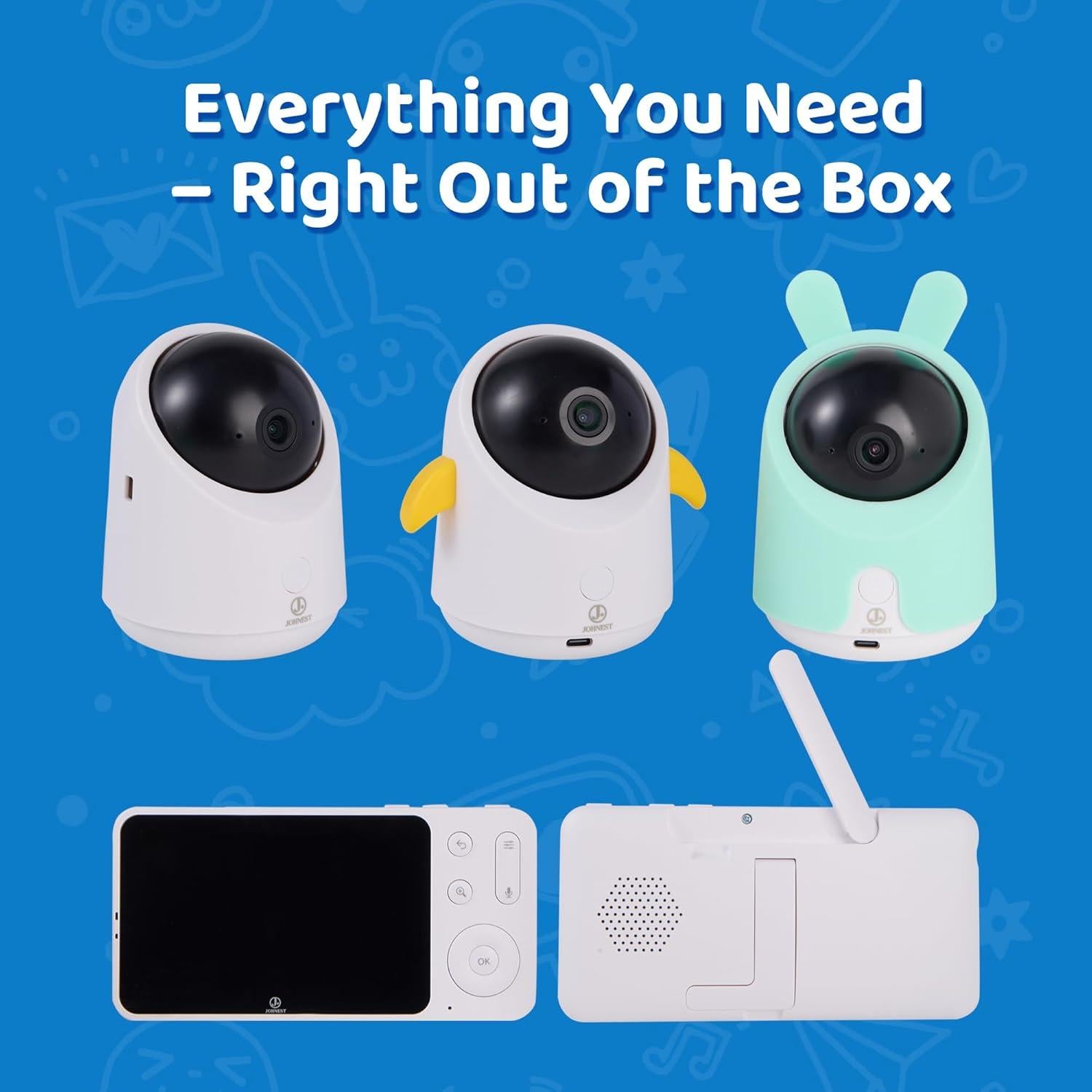 Monitor de Bebé HD Johnest 1 Cámara - Sin WiFi, Visión Nocturna