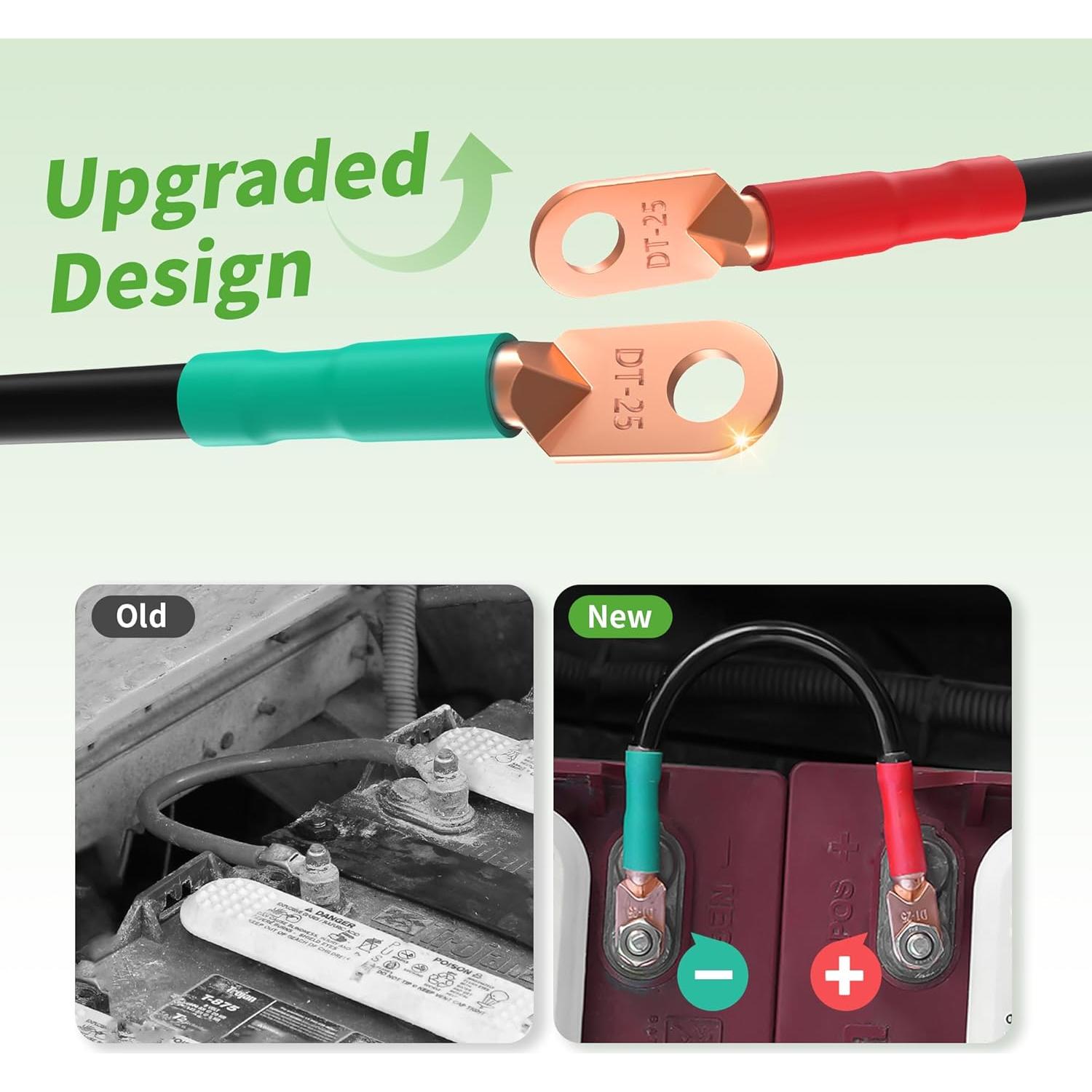 Cable de Batería 10L0L 4-Gauge 40.64 cm para Golf Cart 48V