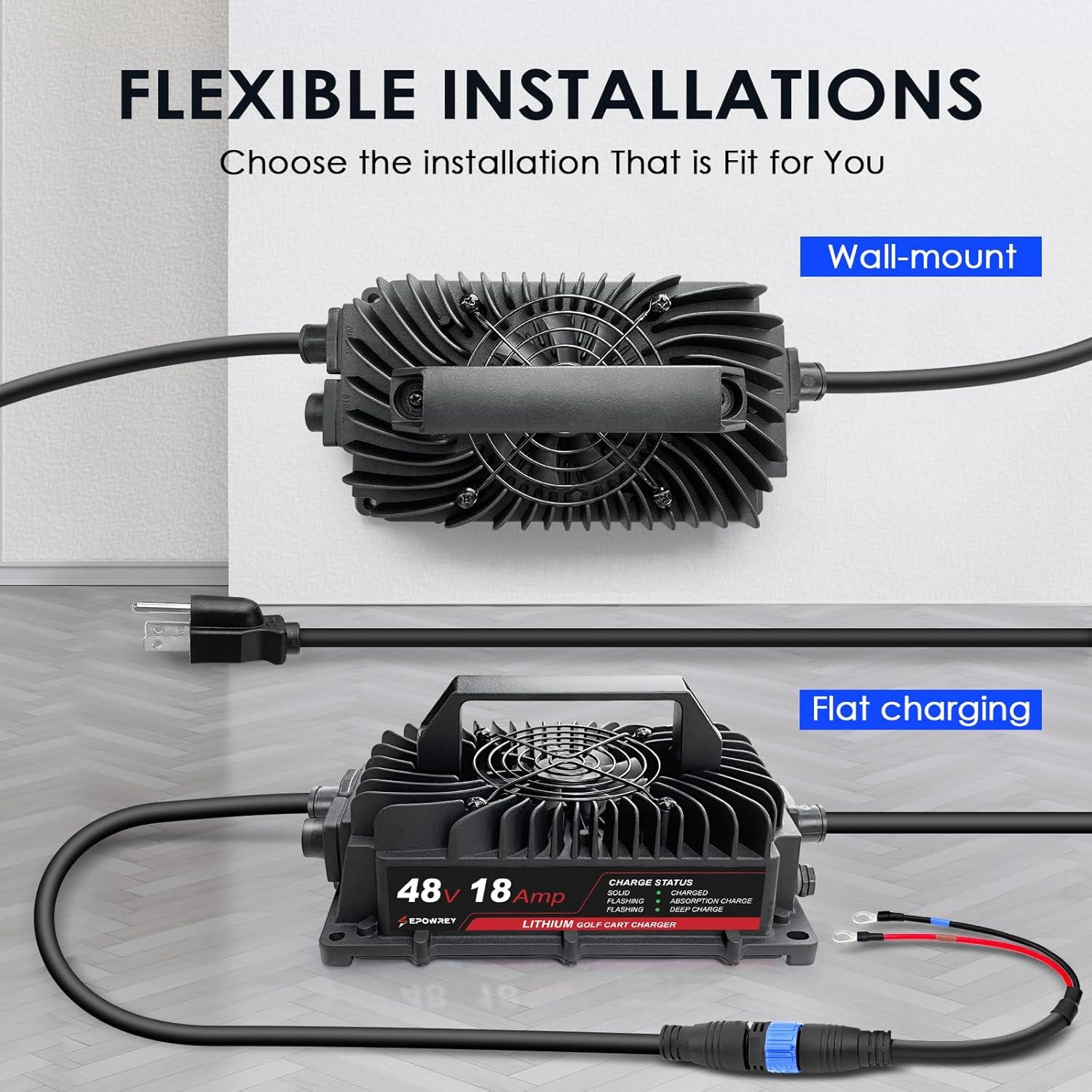 Cargador de Batería de Litio 48V 18A EPOWREY con Conectores