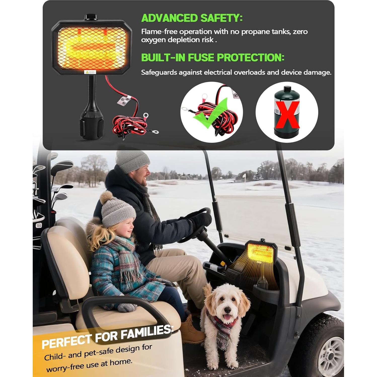 Calentador Eléctrico para Carro de Golf Xislet 48V Fibra Carbono