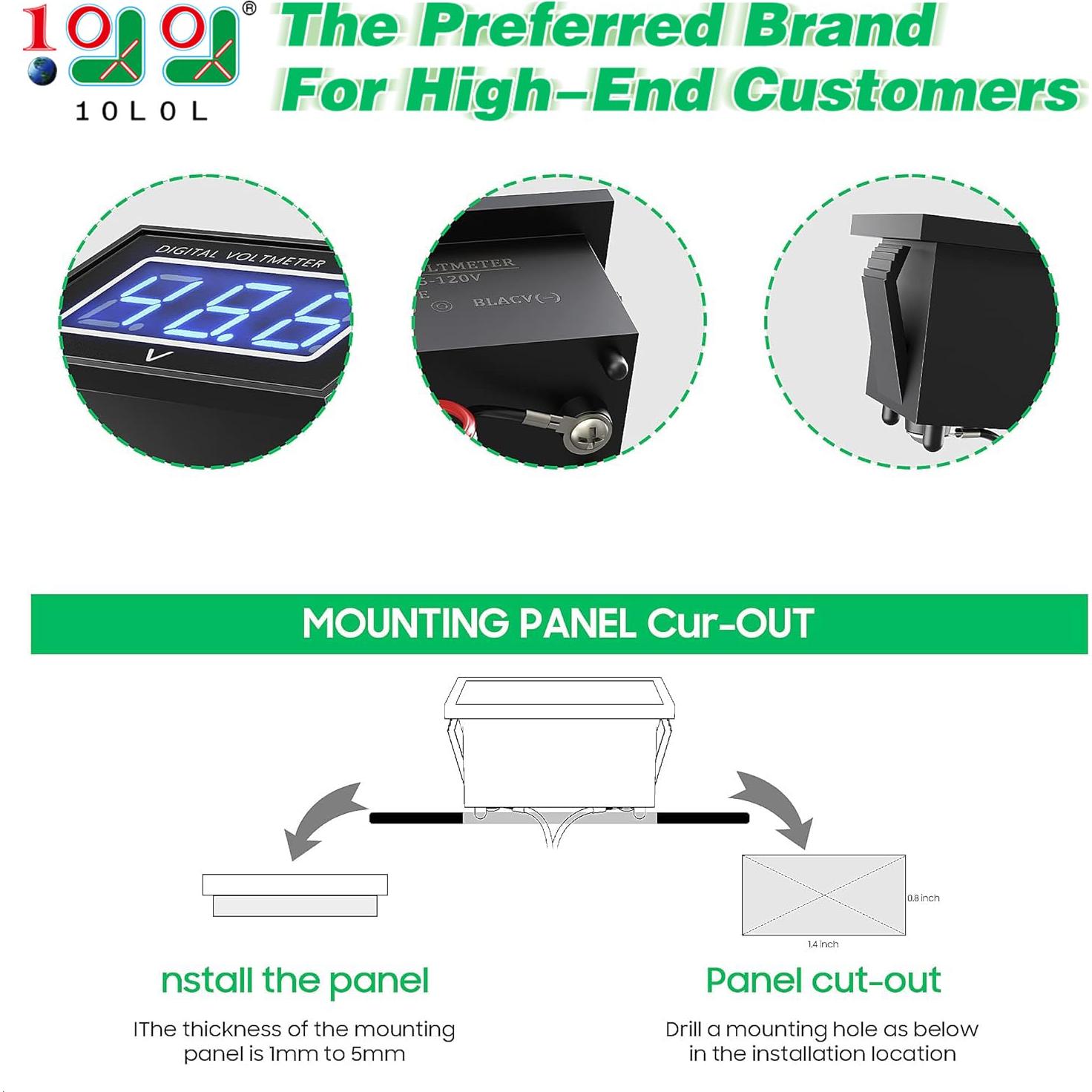 Medidor Digital de Voltaje 10L0L 12V-72V LED Impermeable