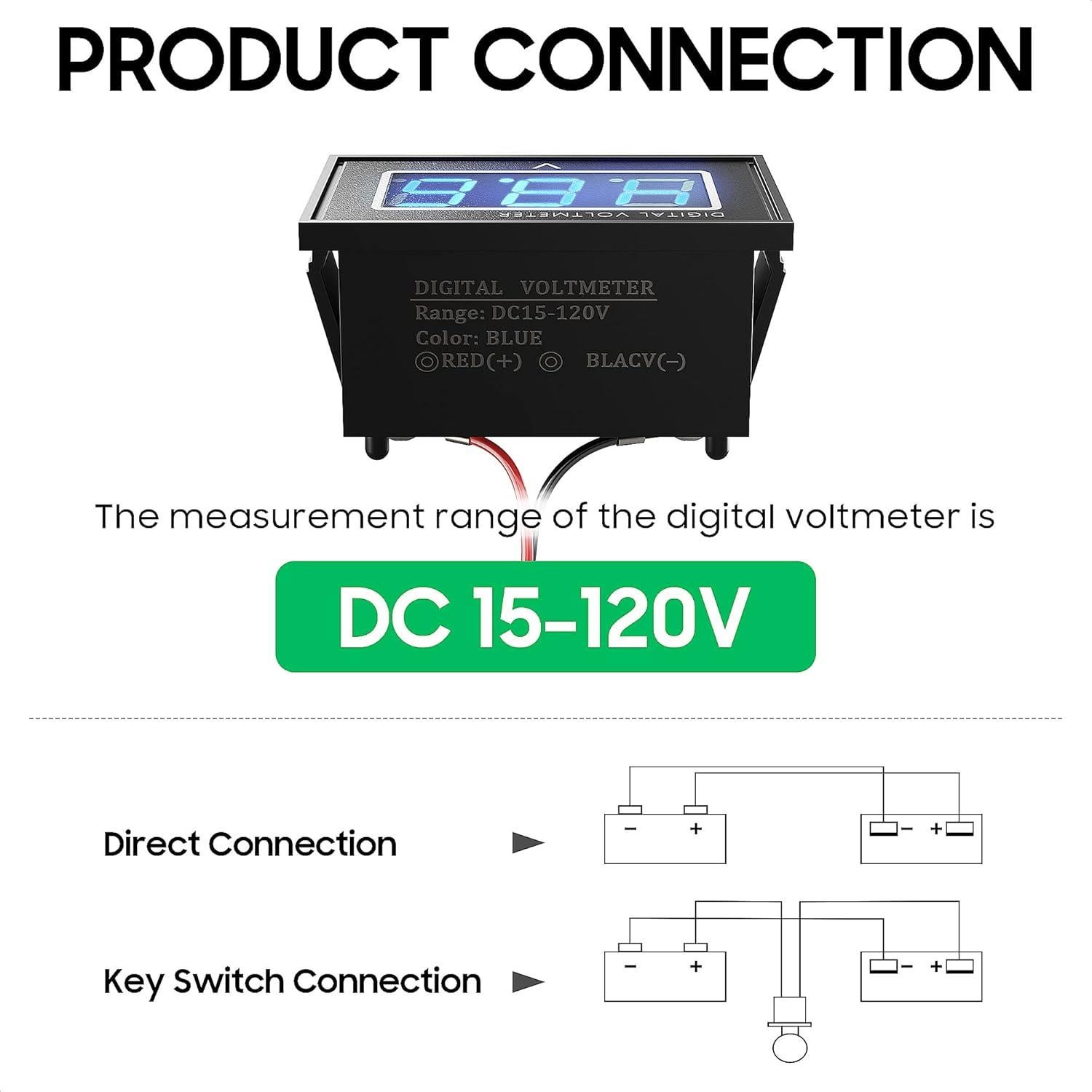 Medidor Digital de Voltaje 10L0L 12V-72V LED Impermeable