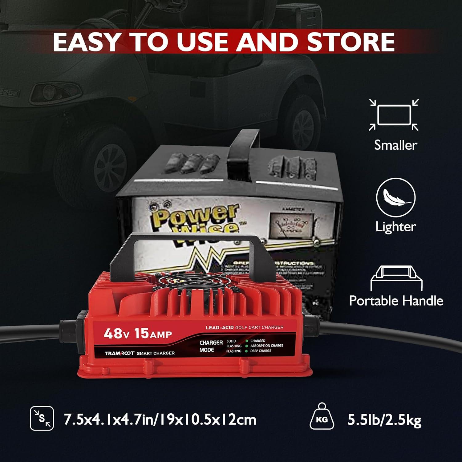 Cargador de Carro de Golf TRAMROOT 15A 48V para EZGO RXV/TXT