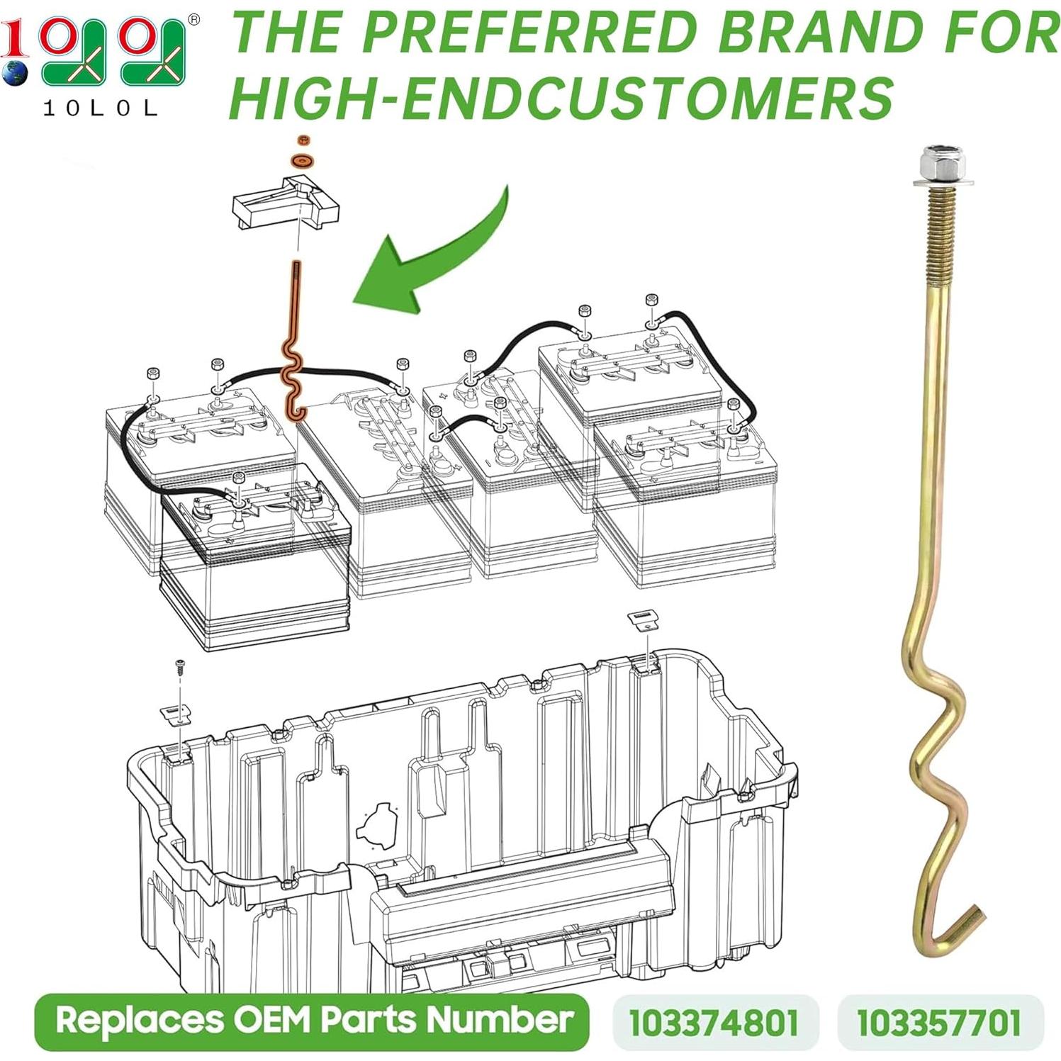 Kit de Varillas de Sujeción de Batería 10L0L para Club Car Precedent