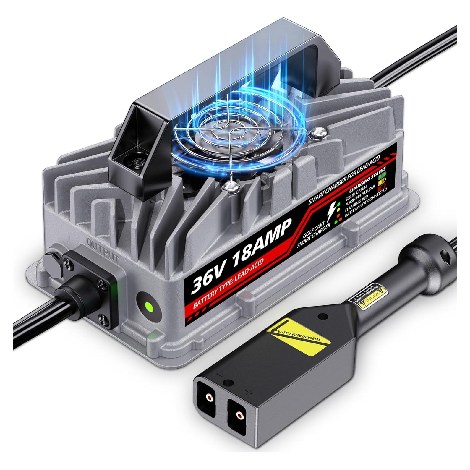 Cargador de Batería 36V 18A Akizbeir para EZGO TXT Plata