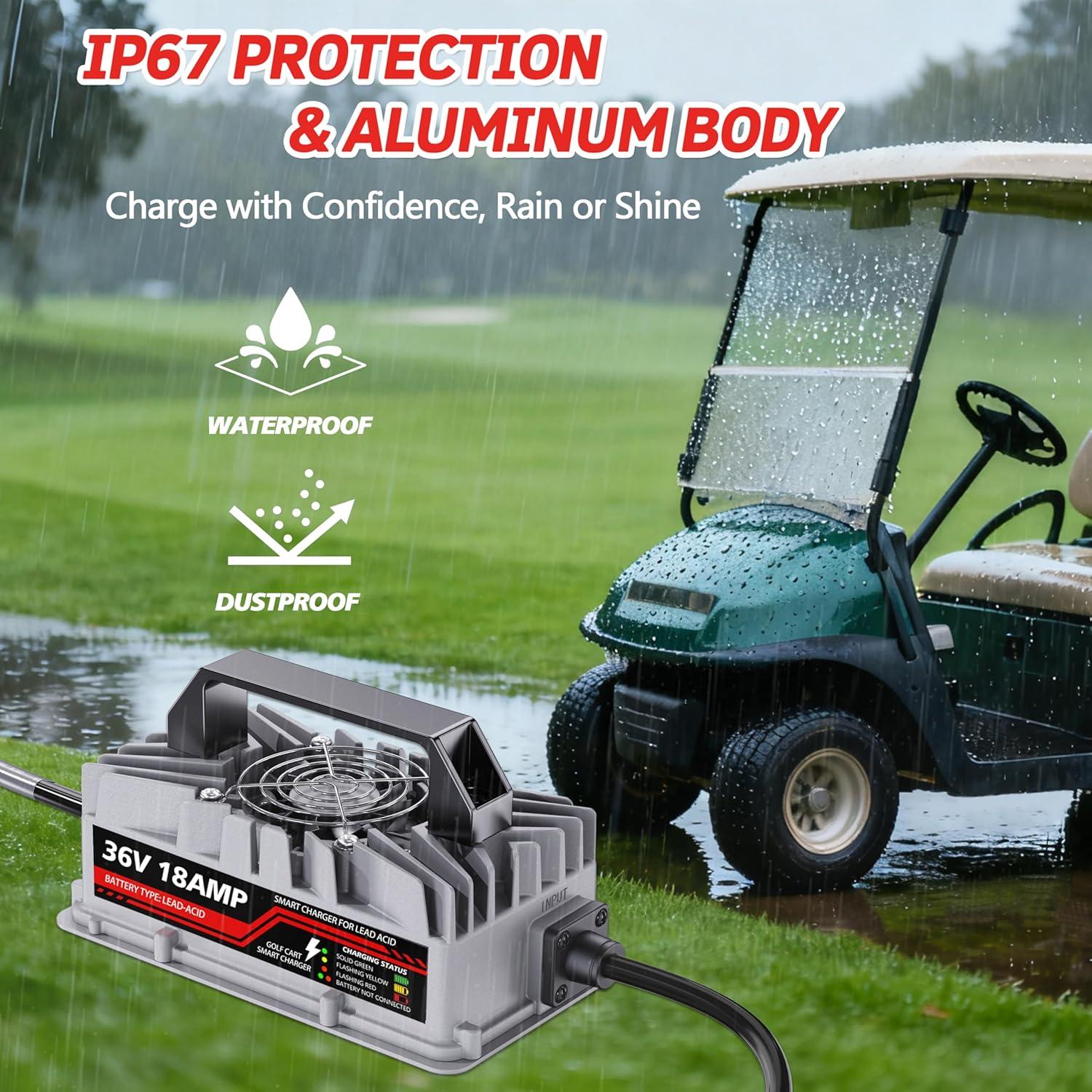 Cargador de Batería 36V 18A Akizbeir para EZGO TXT Plata