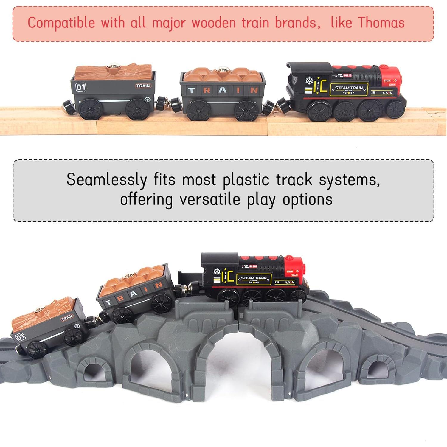 Tren Motorizado de Madera WOODENFUN Rojo con Control Remoto