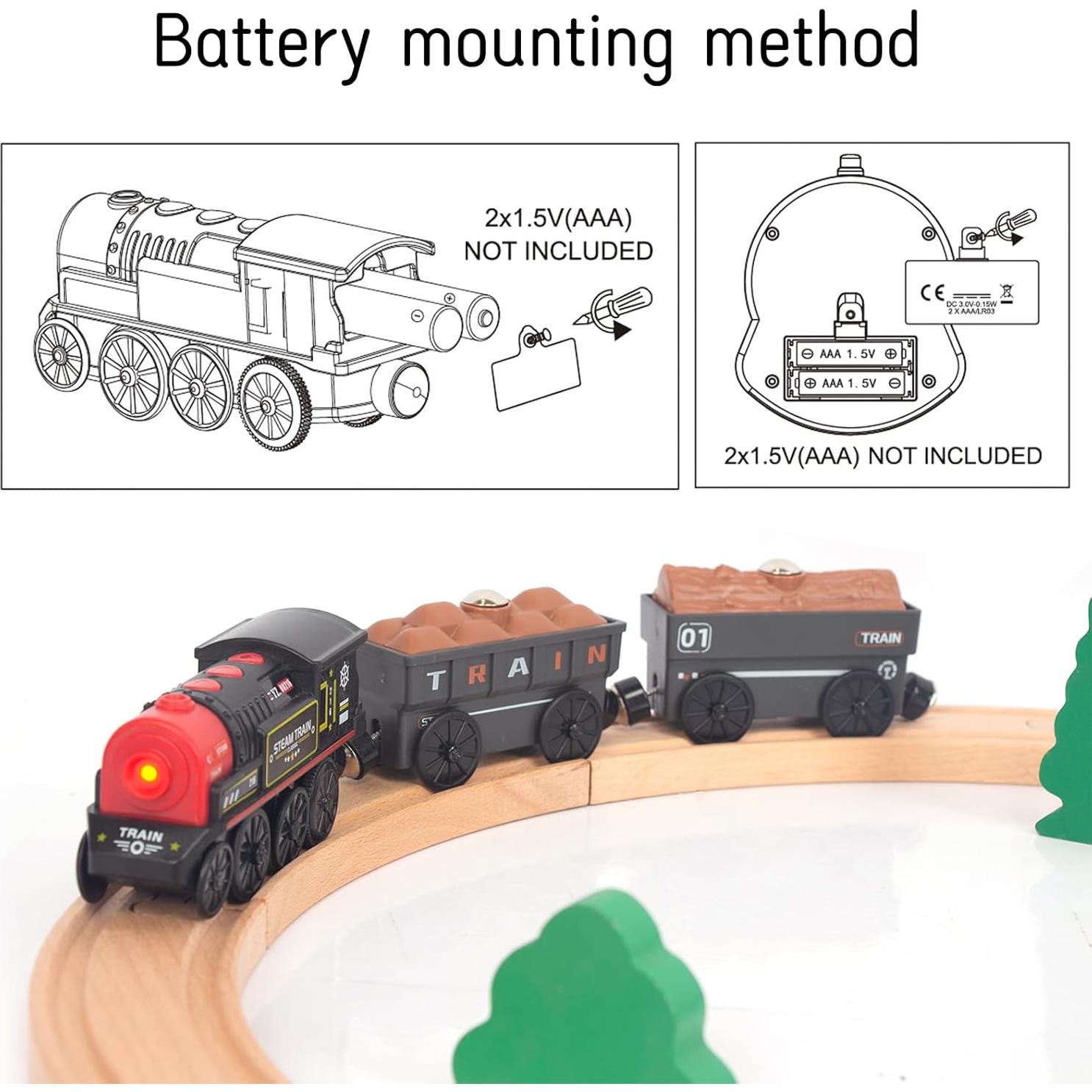 Tren Motorizado de Madera WOODENFUN Rojo con Control Remoto