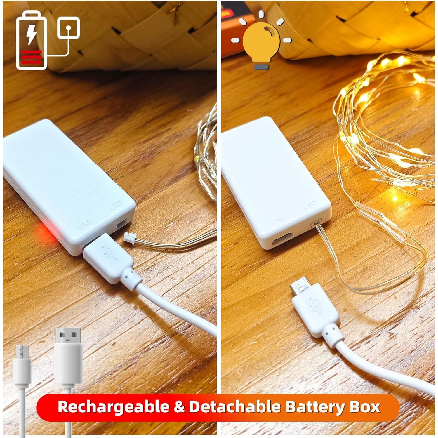 Luces de Hadas Recargables 4.88M 100LEDs BLUEYE con Control Remoto