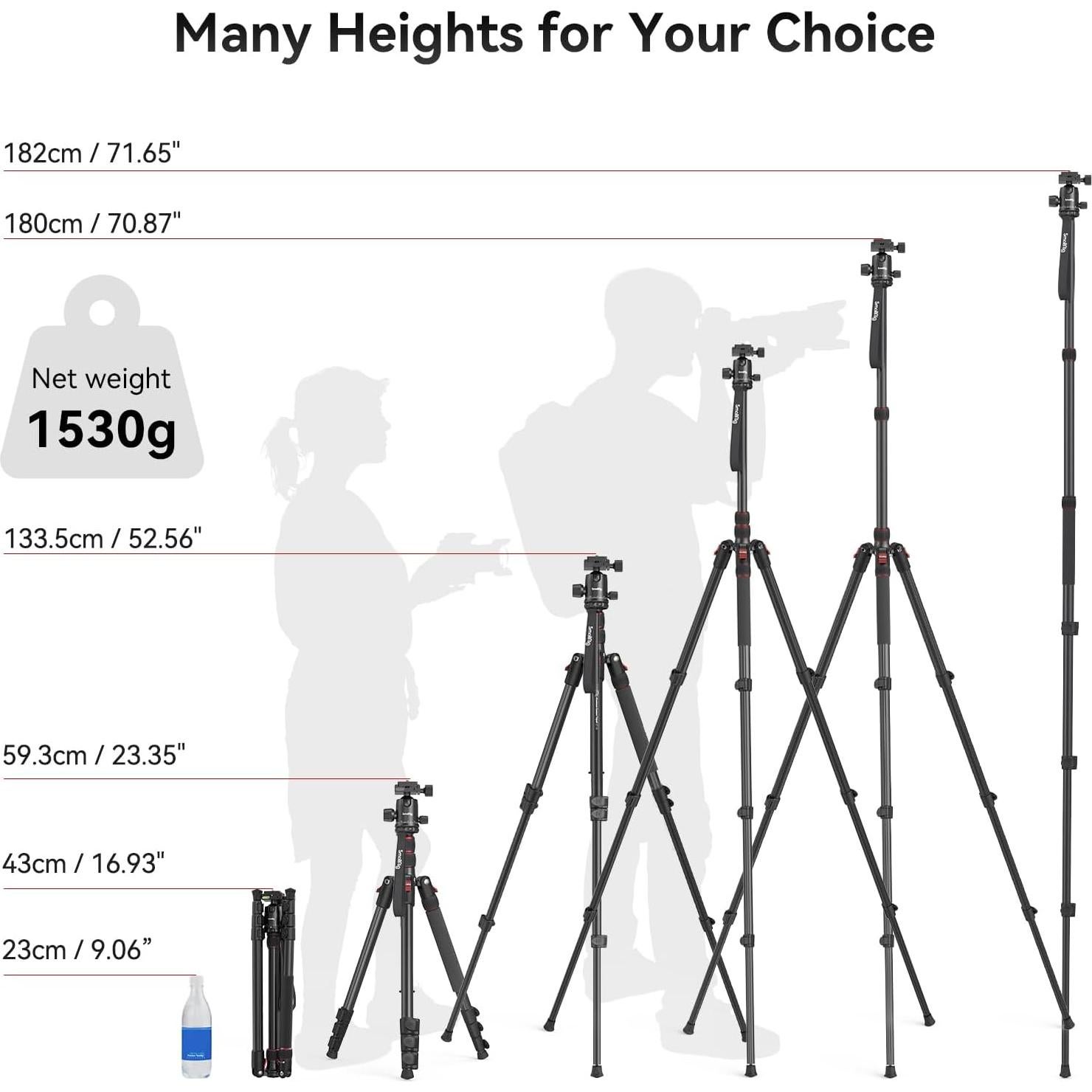 Trípode para cámara SmallRig 15551 2 en 1 71" Aluminio