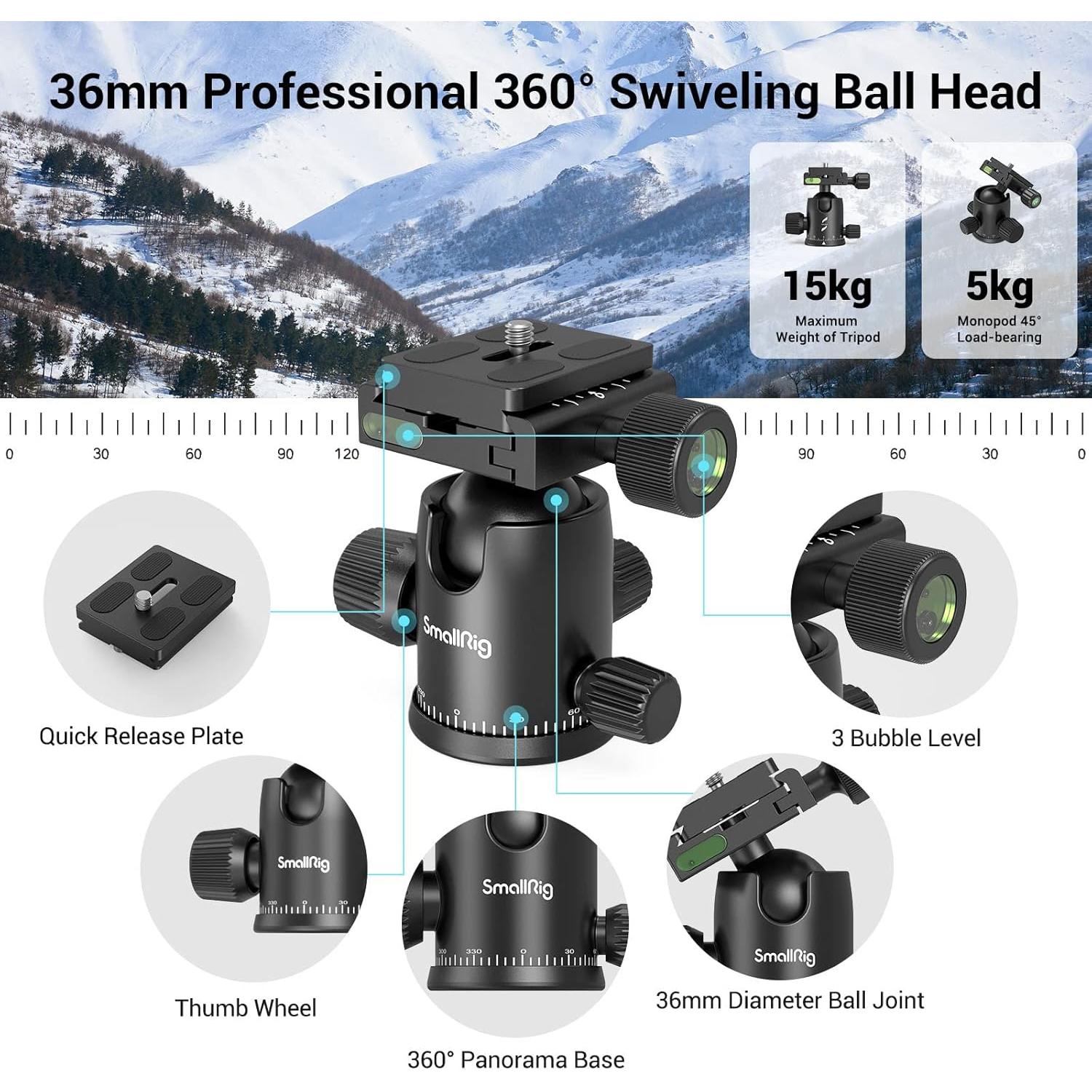 Trípode para cámara SmallRig 15551 2 en 1 71" Aluminio