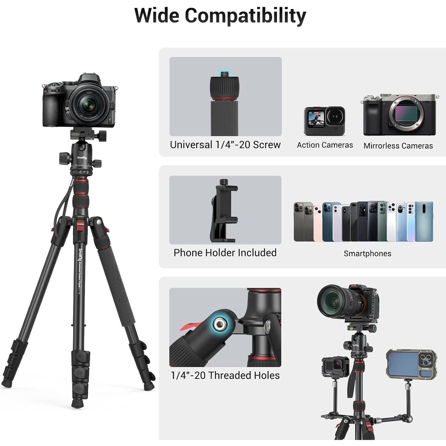 Trípode para cámara SmallRig 15551 2 en 1 71" Aluminio