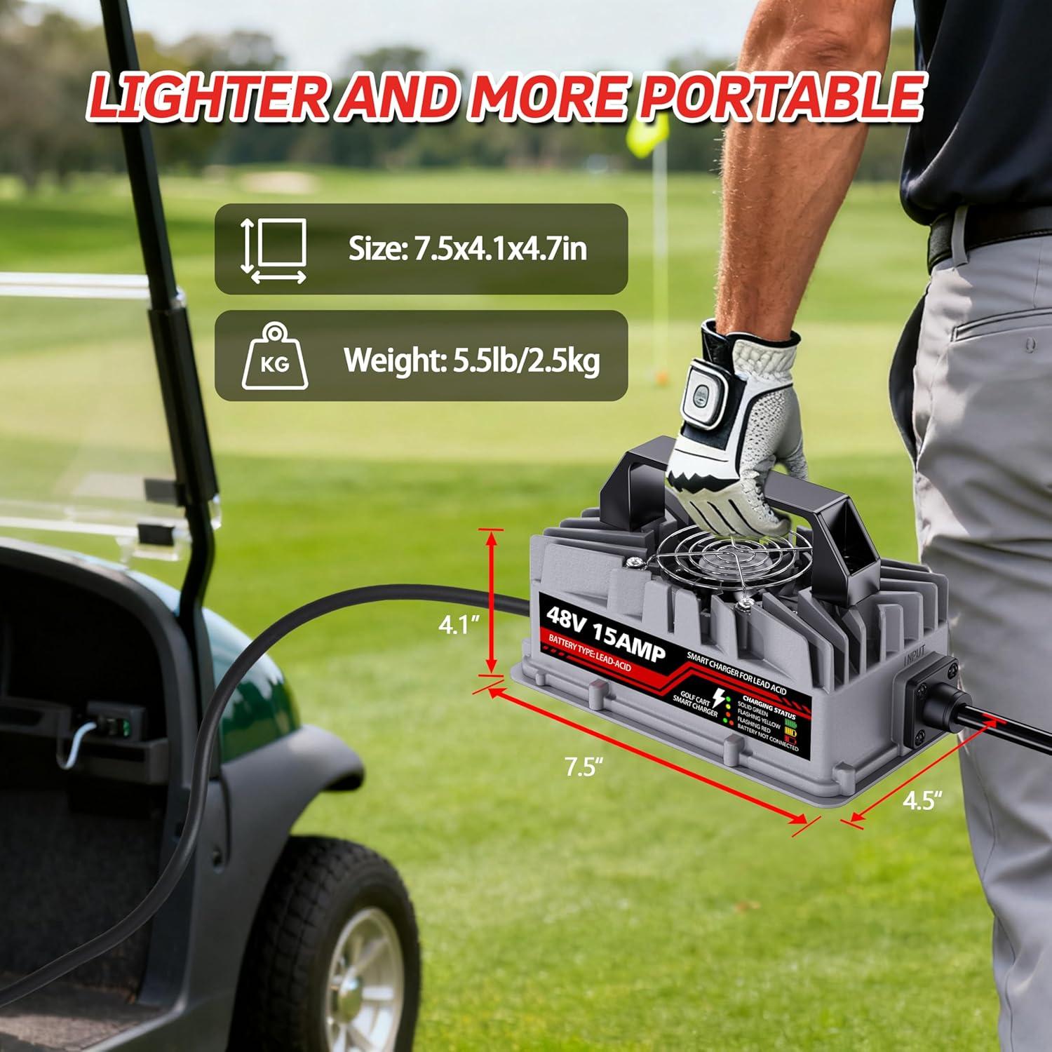 Cargador de Batería 48V 15A Akizbeir para Carrito Golf