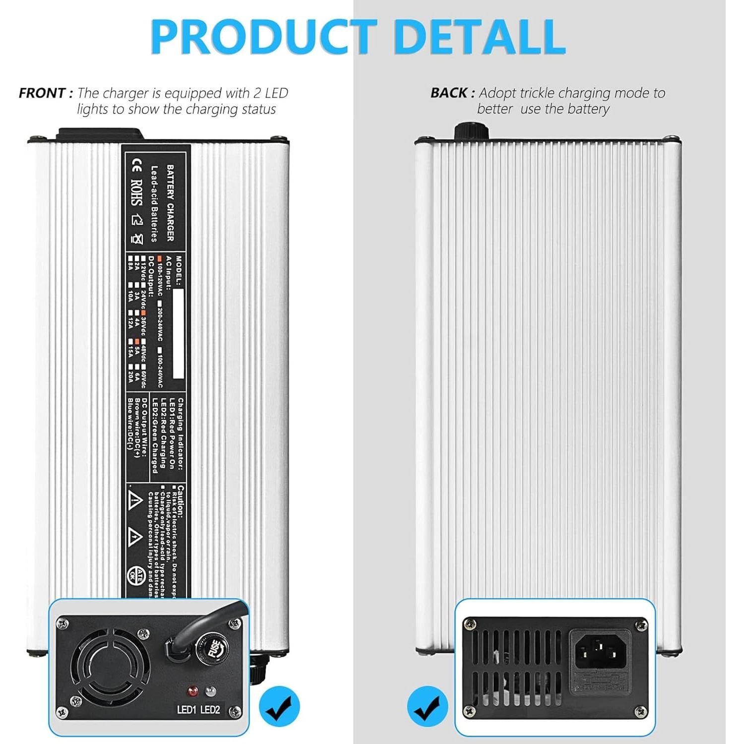 Cargador de Batería 36V 5A Labwork con Conector SB50