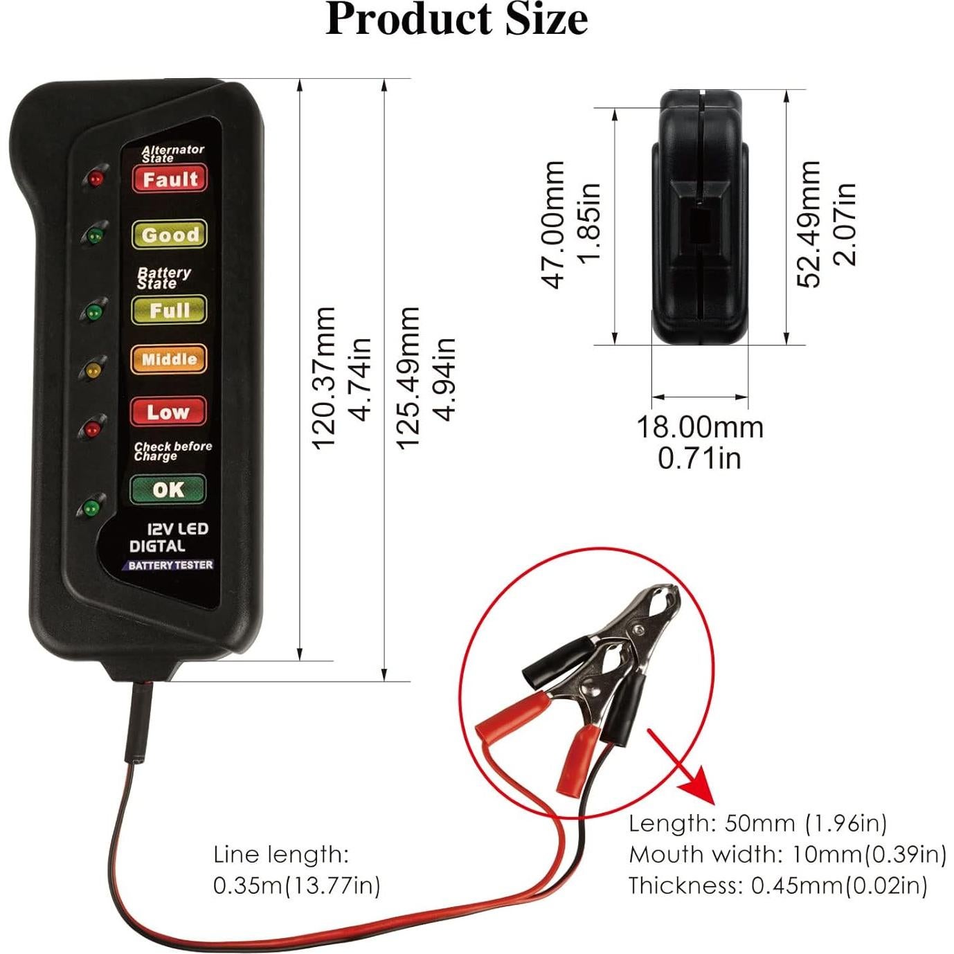 Probador de Batería NInE-ROnG NR-BI007 12V con LED