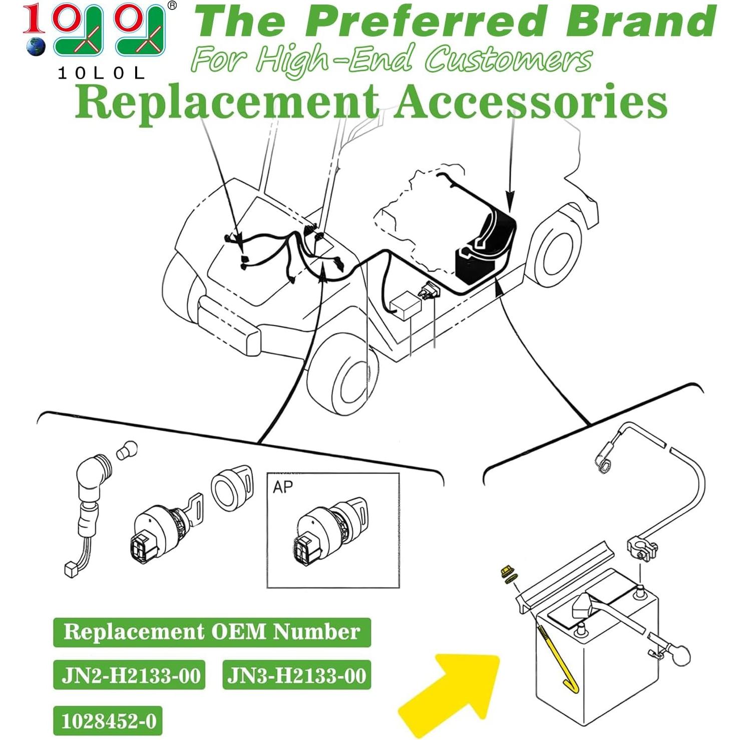 Kit de Varillas de Sujeción de Batería 10L0L para Carro de Golf