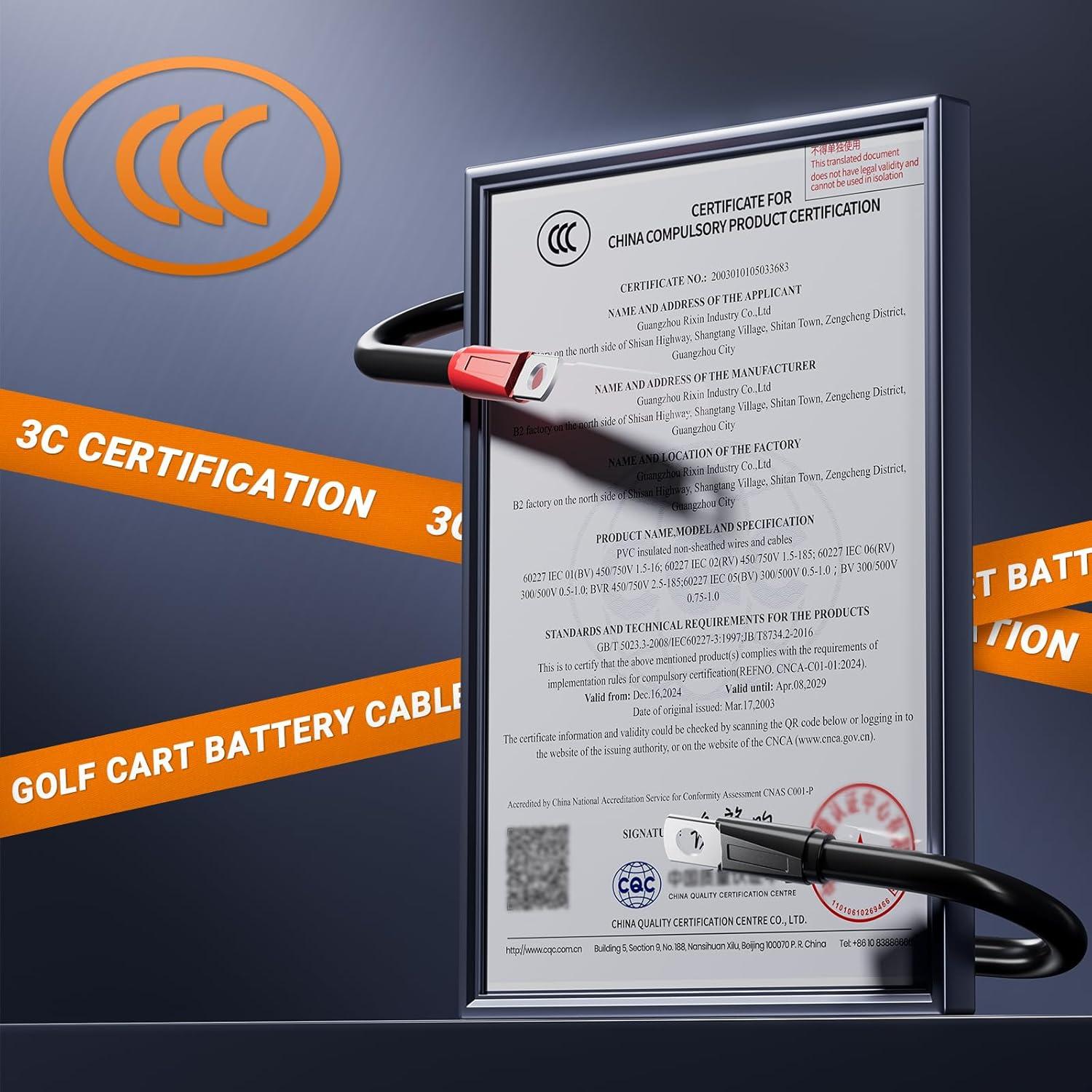 Cables de Batería Club Car Precedent 48V 3 Gauge - 5 Piezas