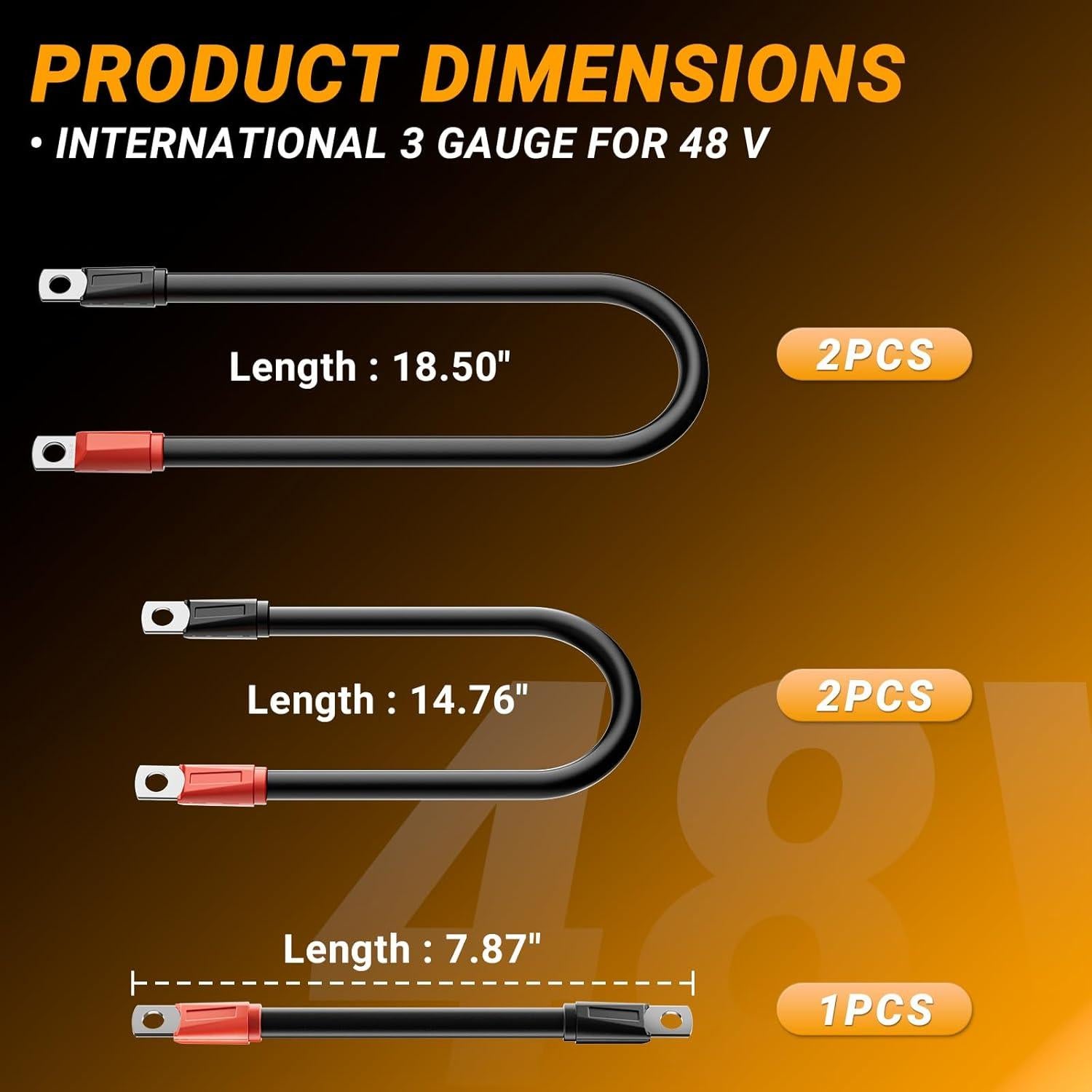 Cables de Batería Club Car Precedent 48V 3 Gauge - 5 Piezas