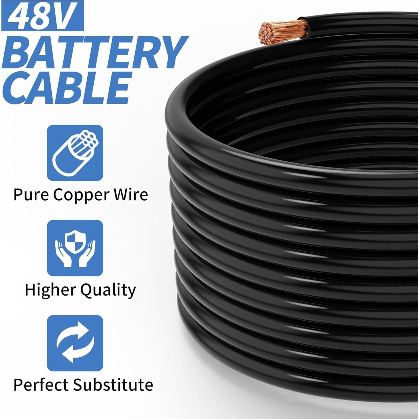 Cables de Batería de Carro de Golf 10L0L 48V Cobre Puro 4 Gauge