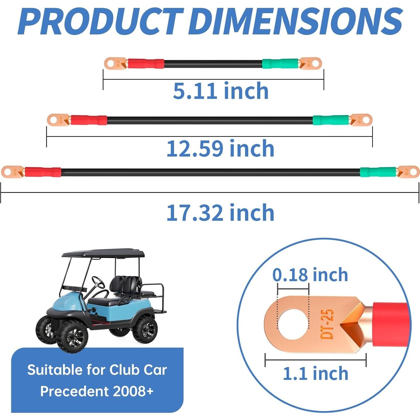 Cables de Batería de Carro de Golf 10L0L 48V Cobre Puro 4 Gauge