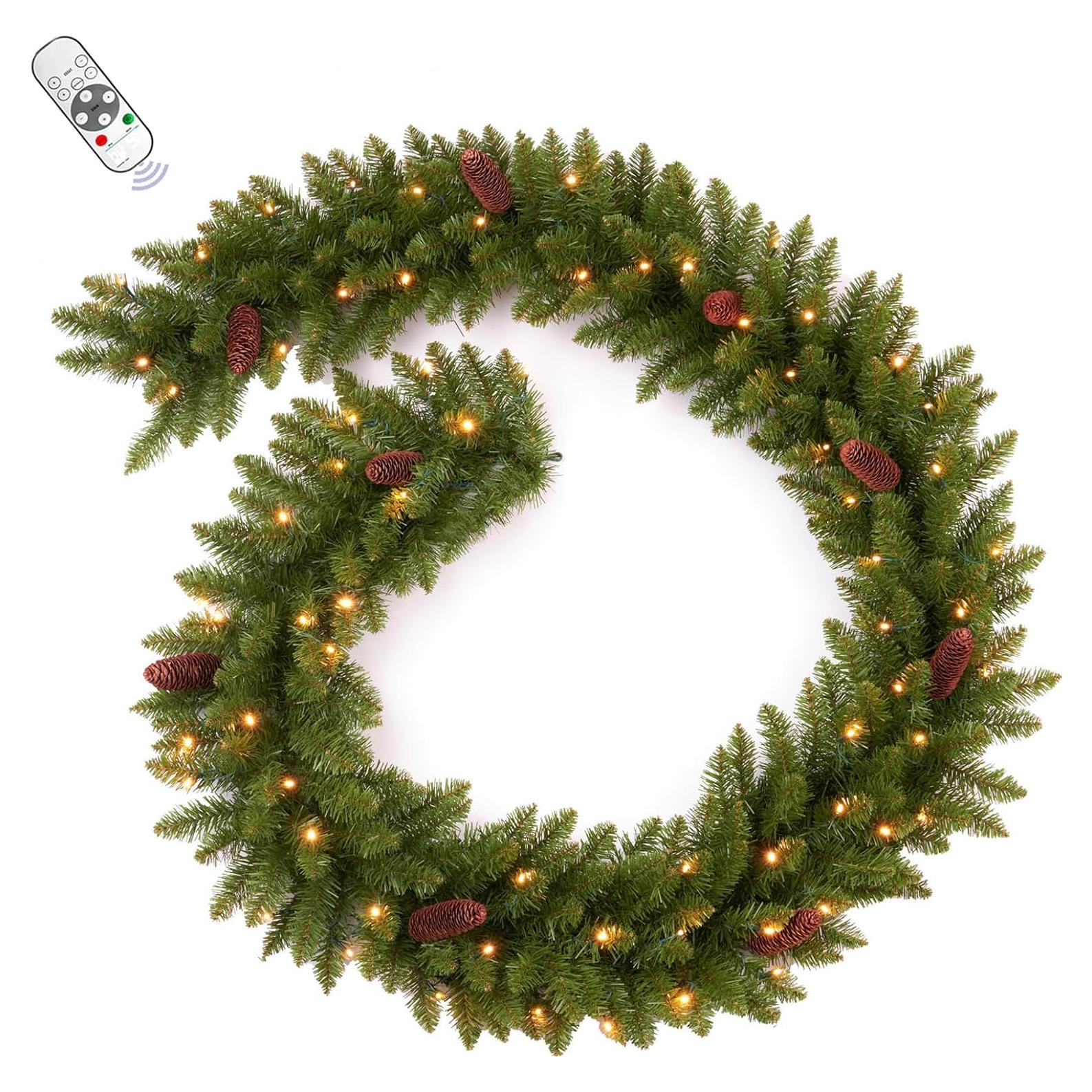 Guirnalda Navideña Artificial 1.83m LED Doble Color con Control Remoto