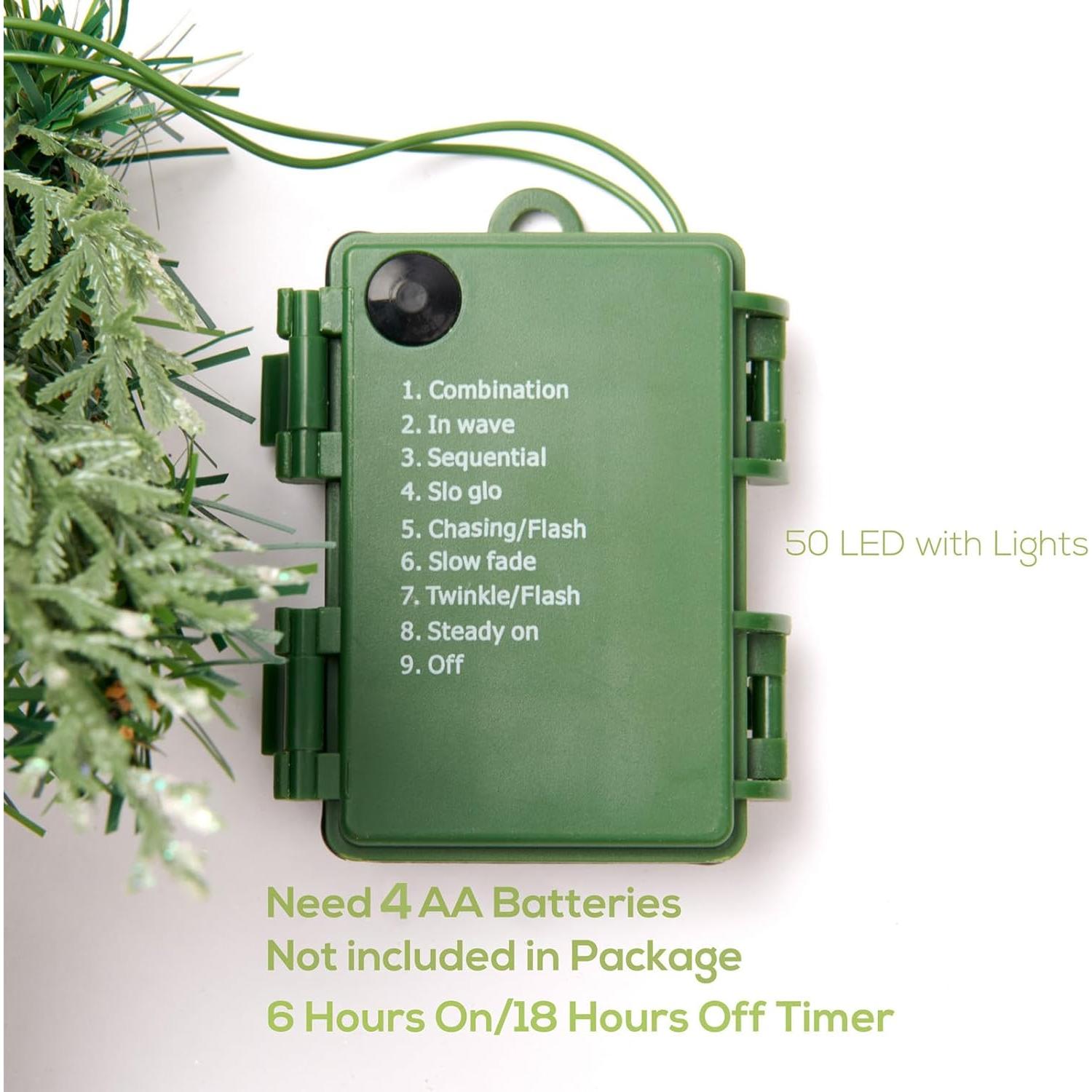 Guirnalda Navideña Artificial 1.83m LED Doble Color con Control Remoto