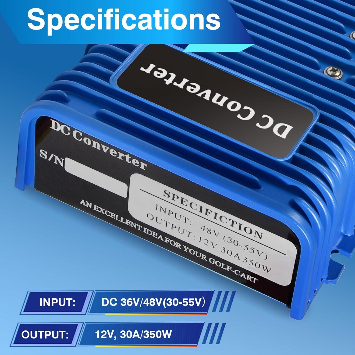 Reductor de Voltaje para Carro de Golf Orle Oko 36V/48V a 12V 30A