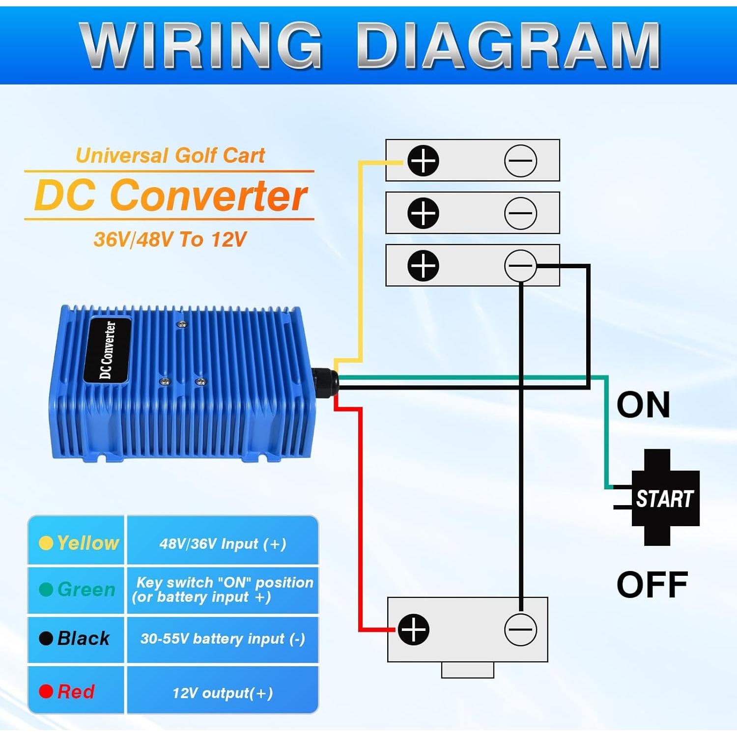 Reductor de Voltaje para Carro de Golf Orle Oko 36V/48V a 12V 30A