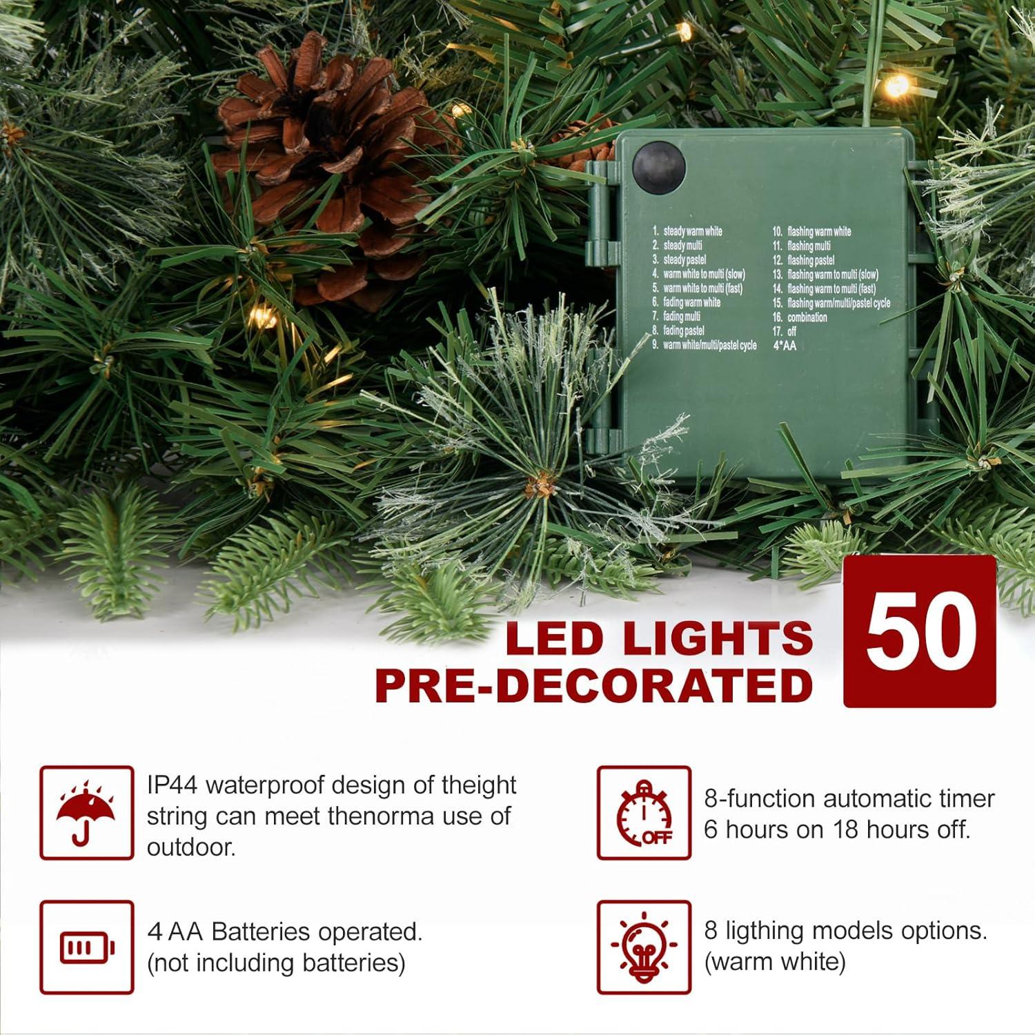 Guirnalda de Navidad LED 50 luces GAZE ART 274 cm con Temporizador