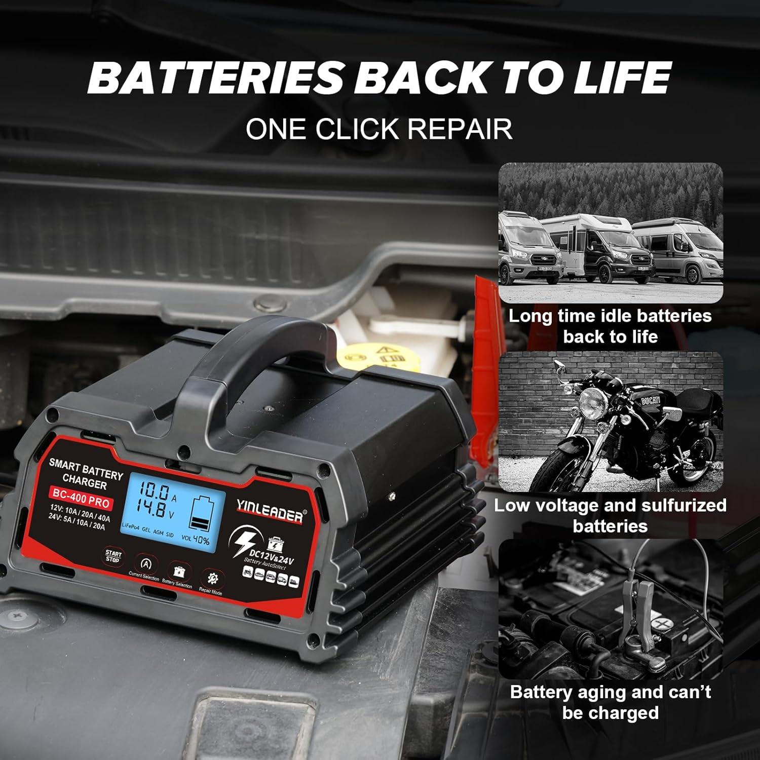 Cargador de Batería Inteligente 40A 12V/24V Plomo Ácido