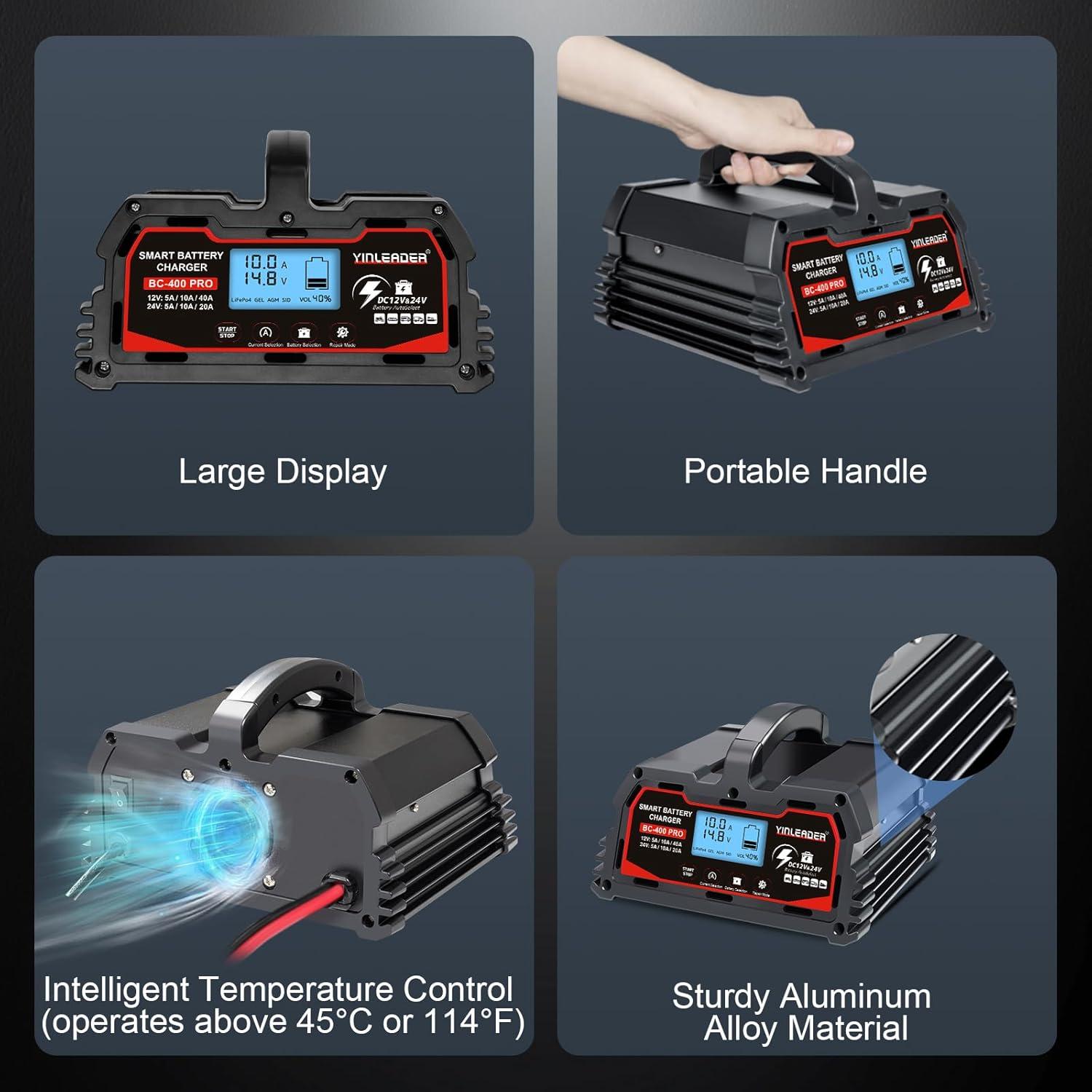 Cargador de Batería Inteligente 40A 12V/24V Plomo Ácido