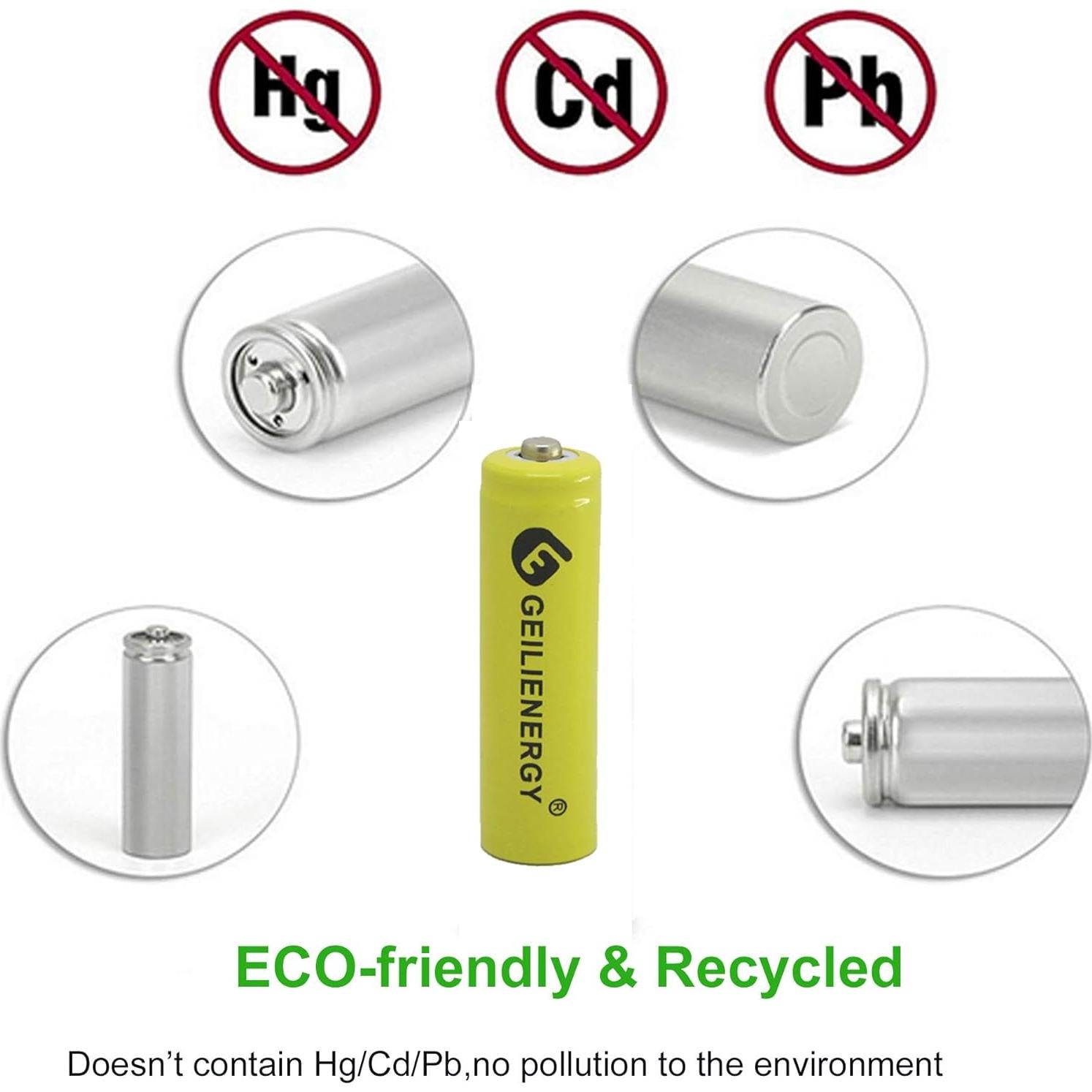 Baterías Recargables AA GEILIENERGY 600mAh 1.2V - Paquete de 20