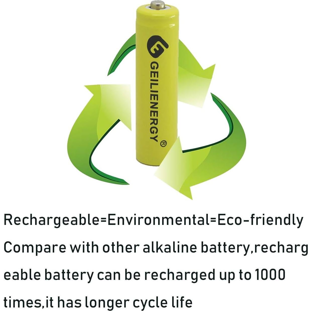 Baterías Recargables AA GEILIENERGY 600mAh 1.2V - Paquete de 20