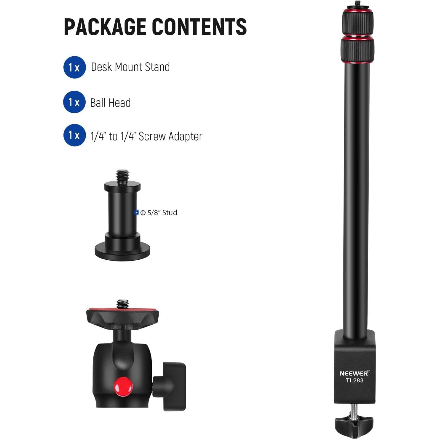 Soporte de Escritorio NEEWER TL283 Ajustable 43-102cm Rojo