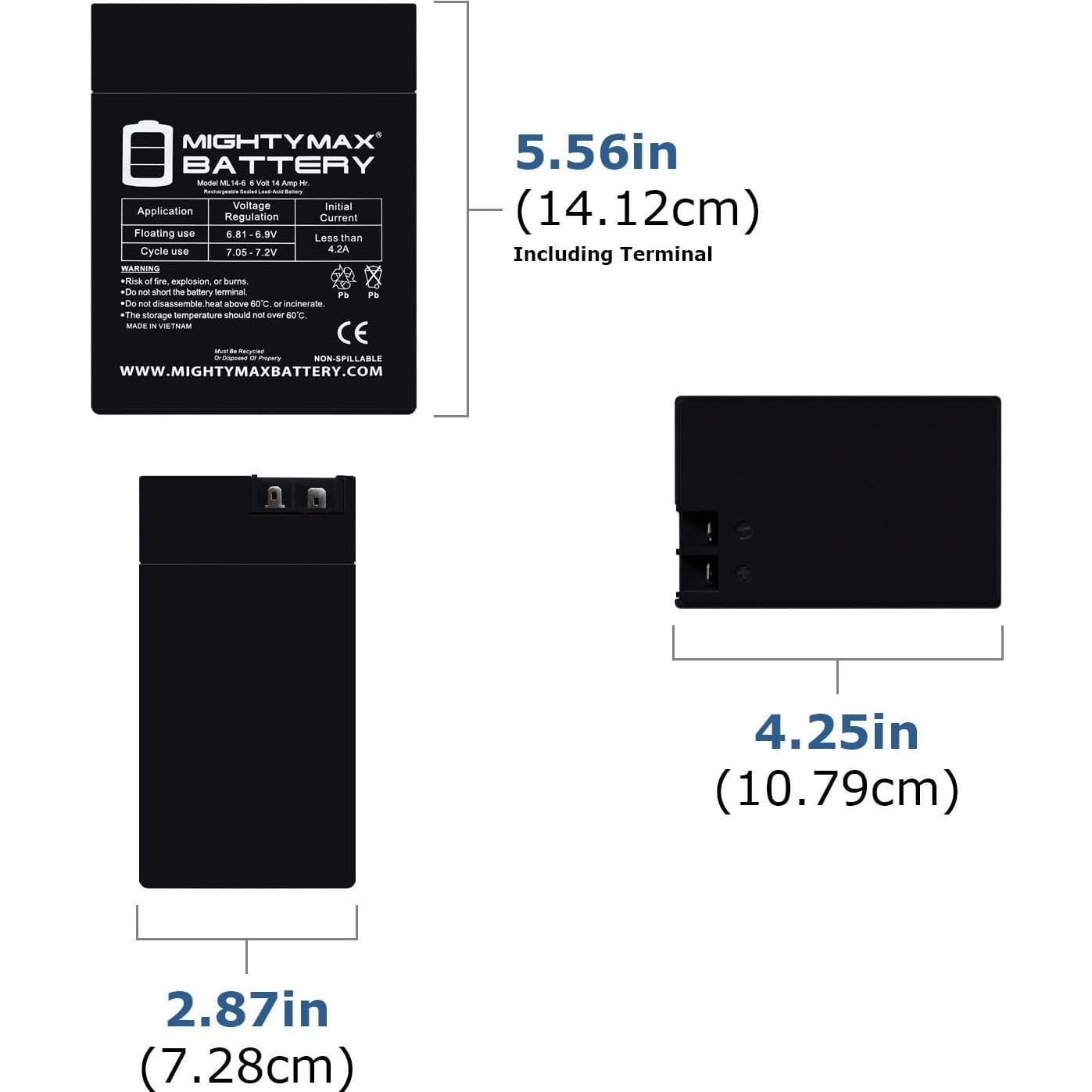 Batería recargable SLA AGM 6V 14AH Mighty Max Battery