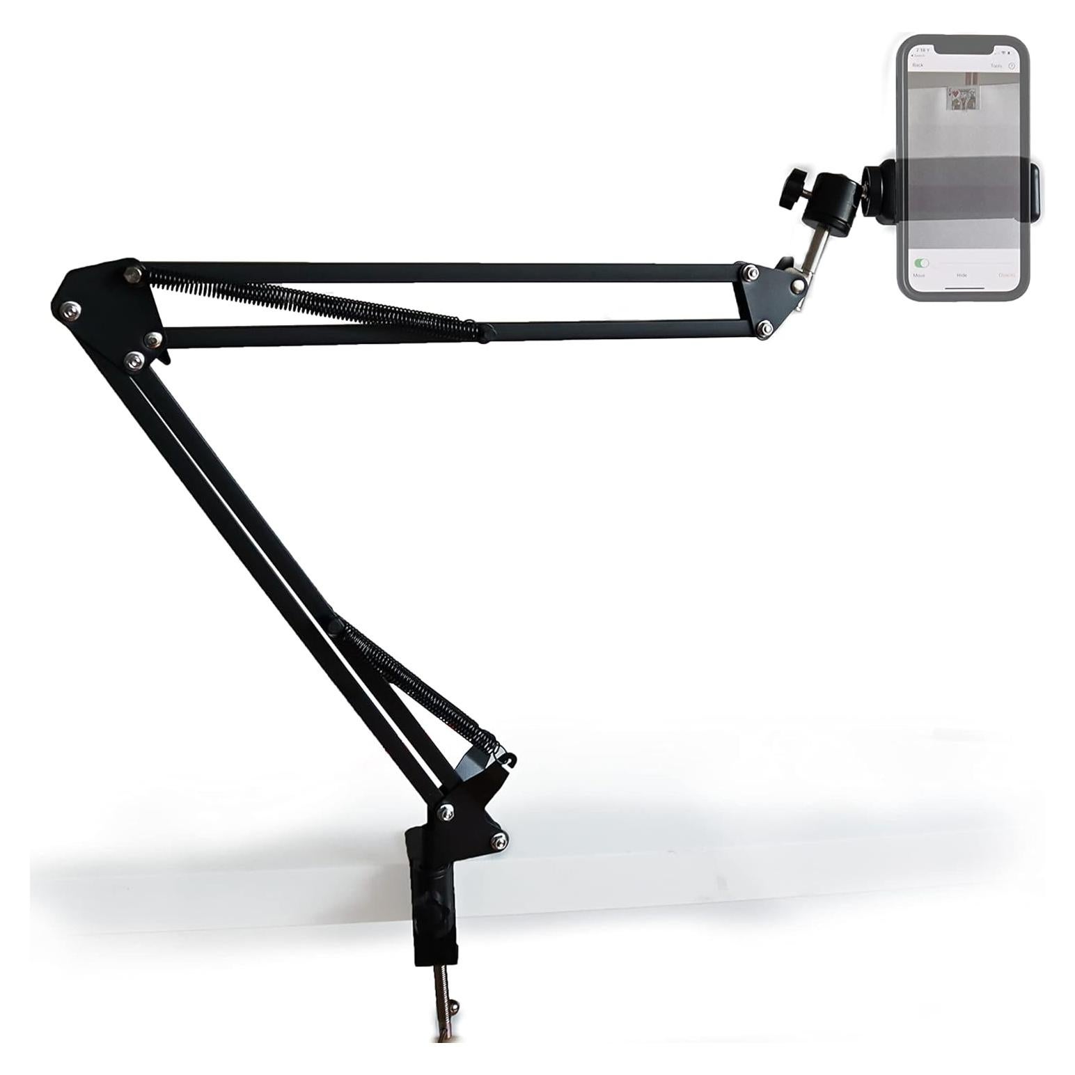 Overhead Phone Stand and Holder - Flexible Arm Phone Stand - Camera Holder with Clamps for Live Streaming, Webcams, and Recording Videos
