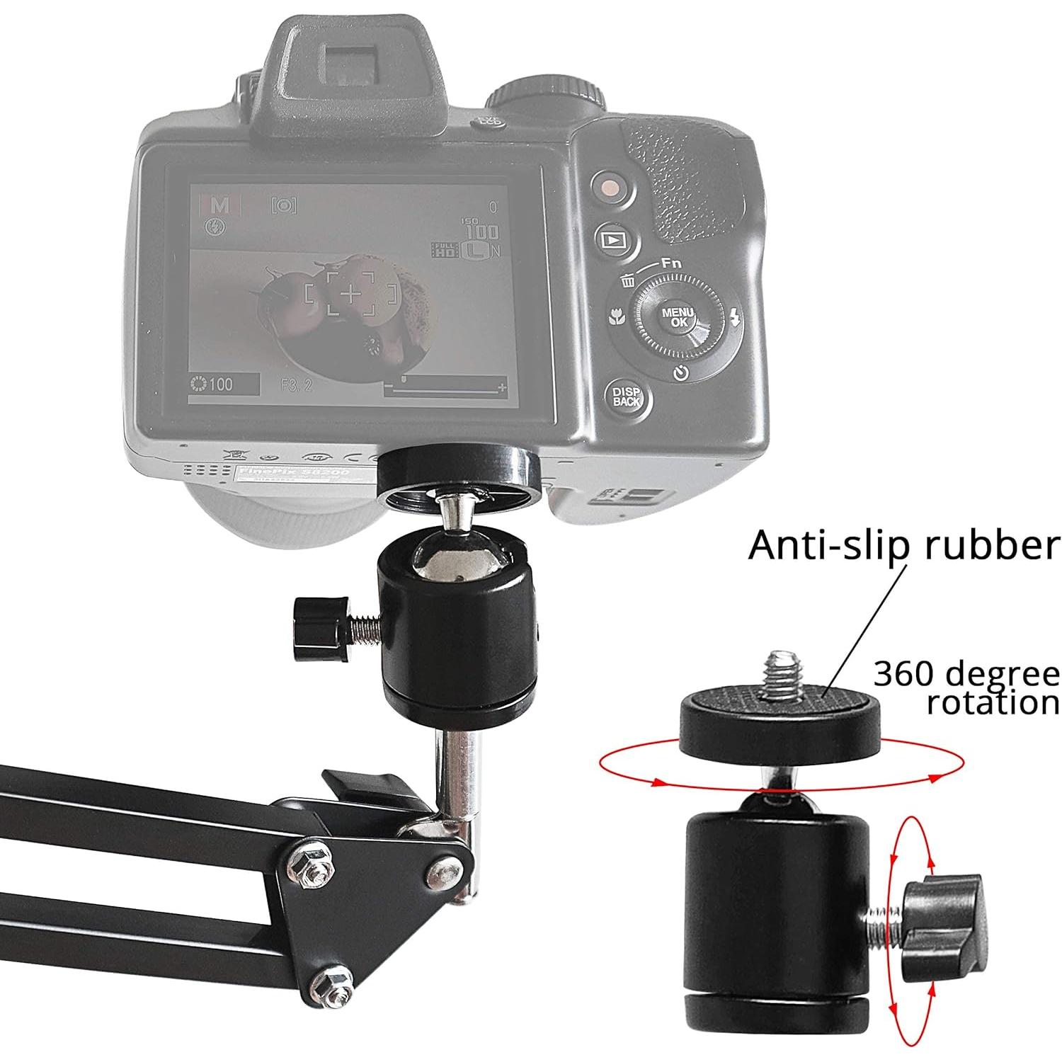 Overhead Phone Stand and Holder - Flexible Arm Phone Stand - Camera Holder with Clamps for Live Streaming, Webcams, and Recording Videos