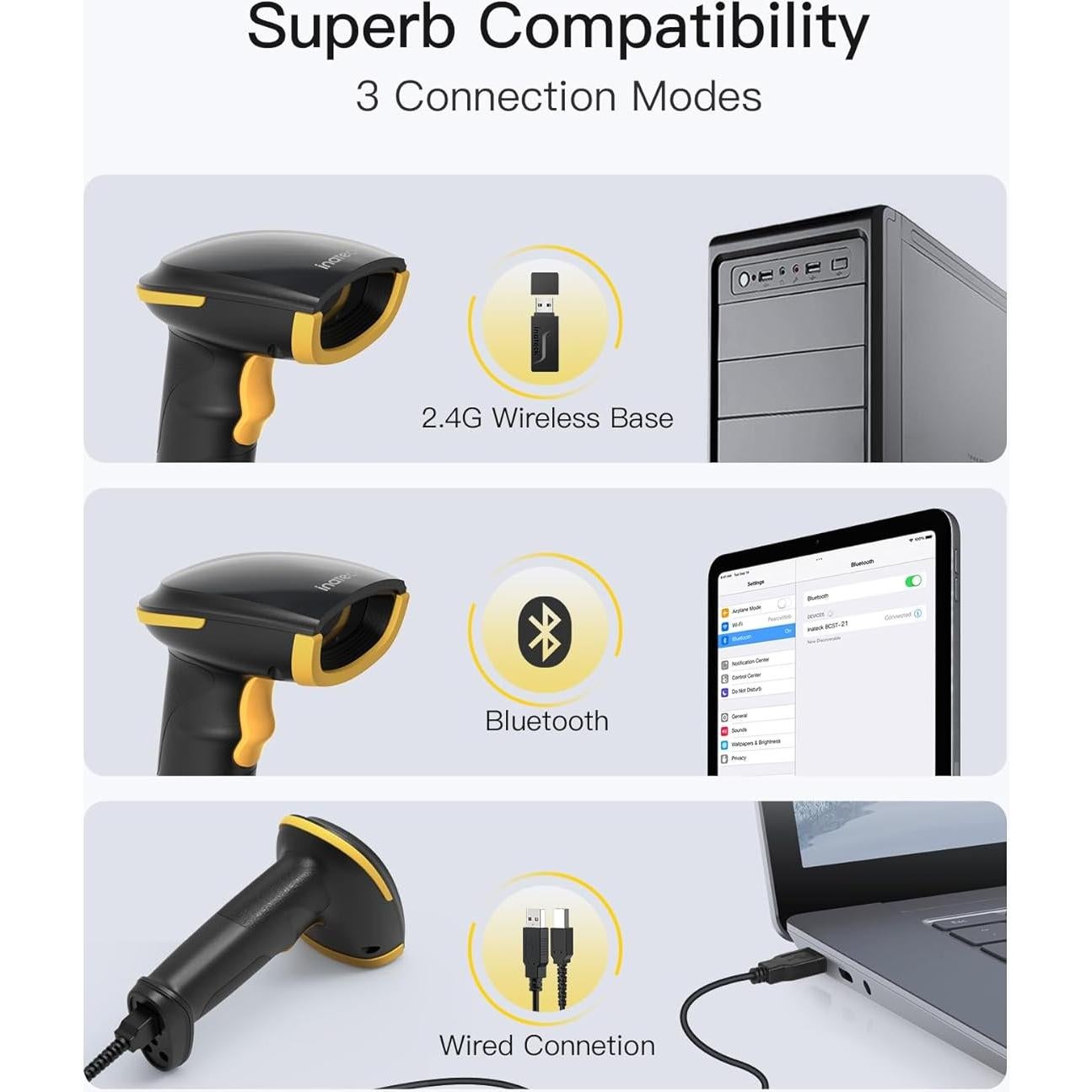Escáner de Código de Barras Inateck BCST-21 Inalámbrico Bluetooth