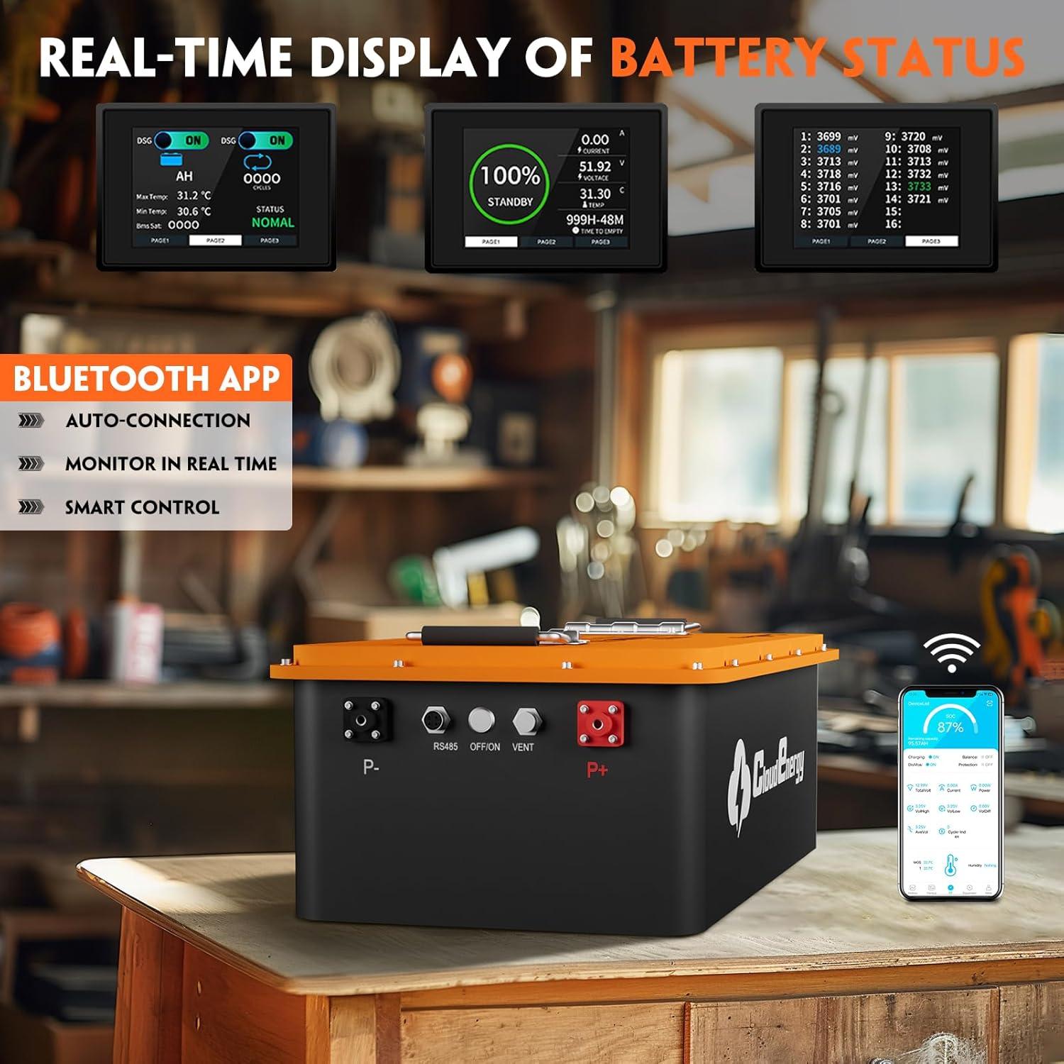 Batería LiFePO4 48V 60Ah Cloudenergy con BMS y Cargador