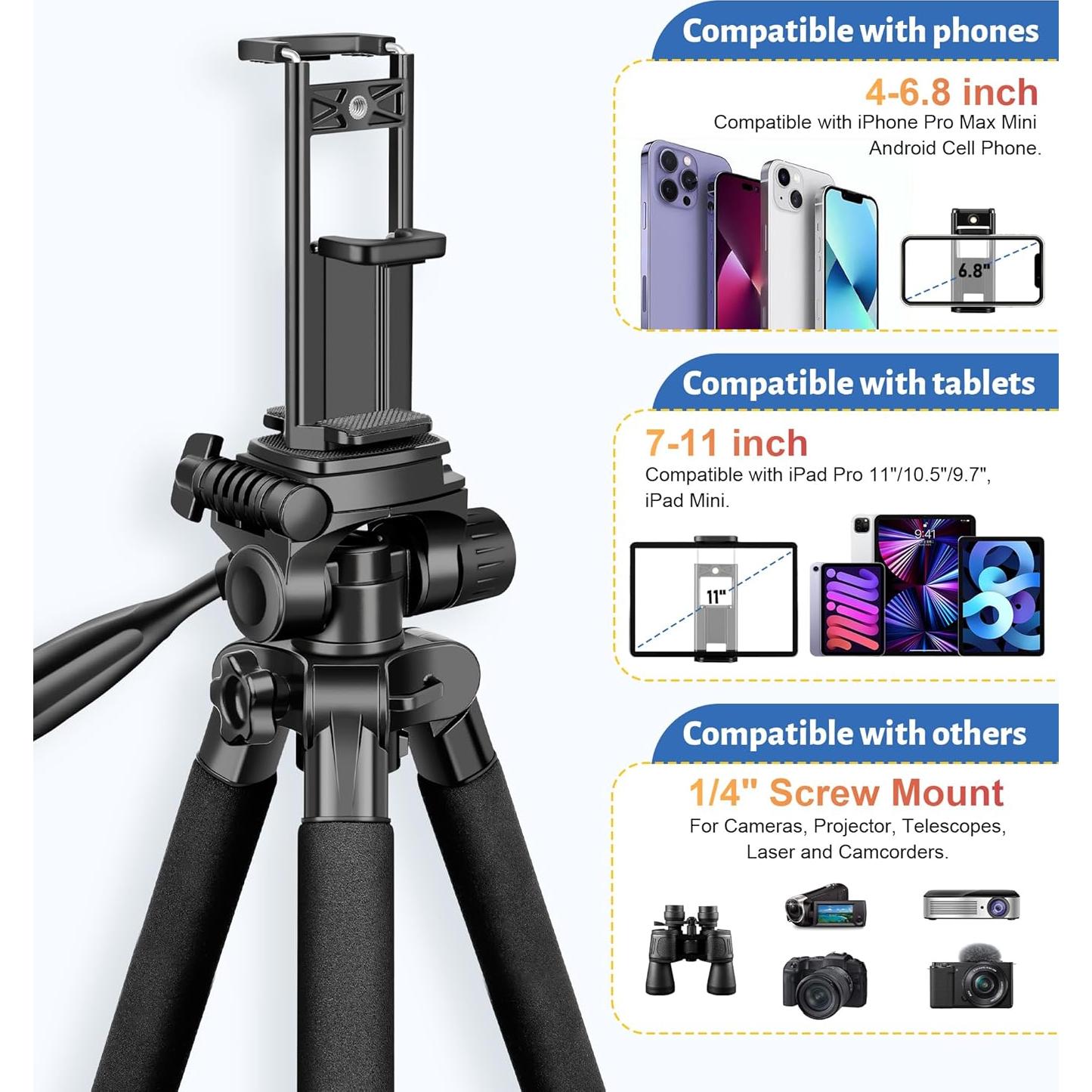 Trípode JOILCAN 170 cm para cámara y smartphone