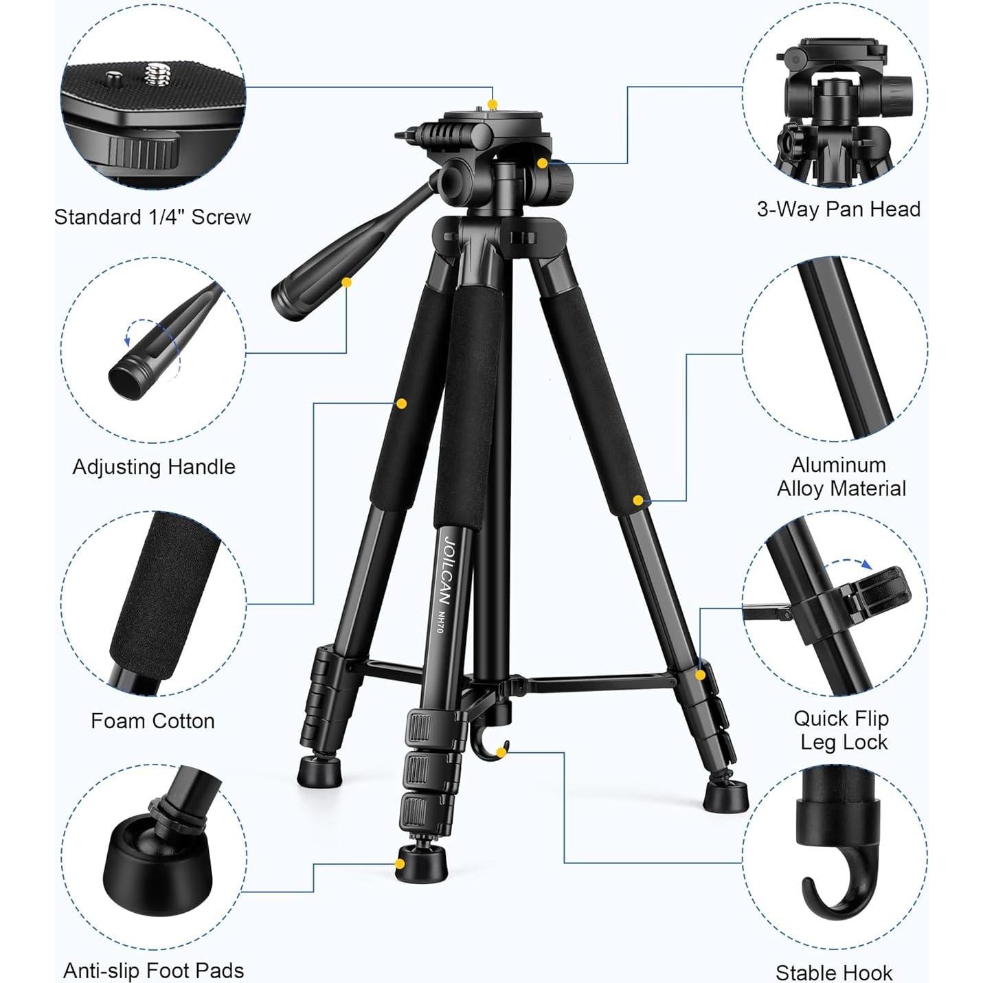 Trípode JOILCAN 170 cm para cámara y smartphone