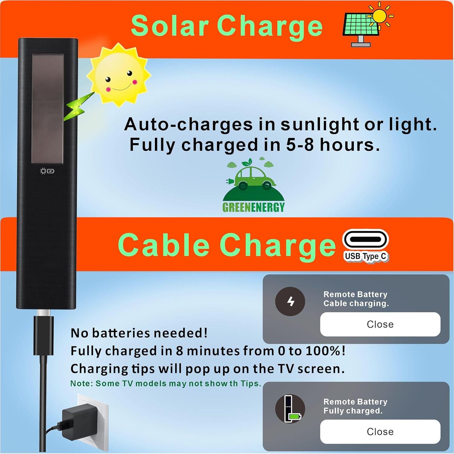 Control Remoto Solar Samsung Smart TV 2018-2025, Carga Rápida