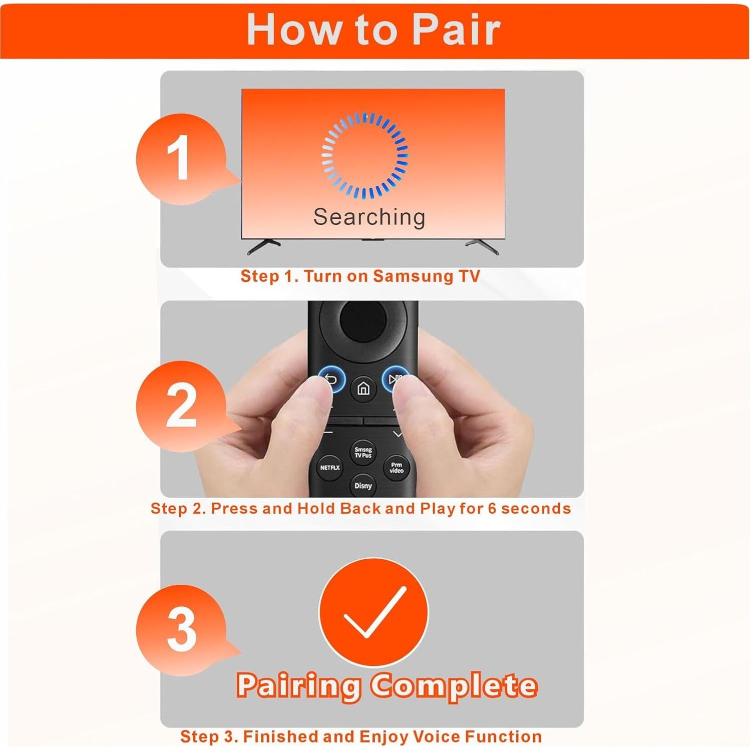 Control Remoto Solar Samsung Smart TV 2018-2025, Carga Rápida