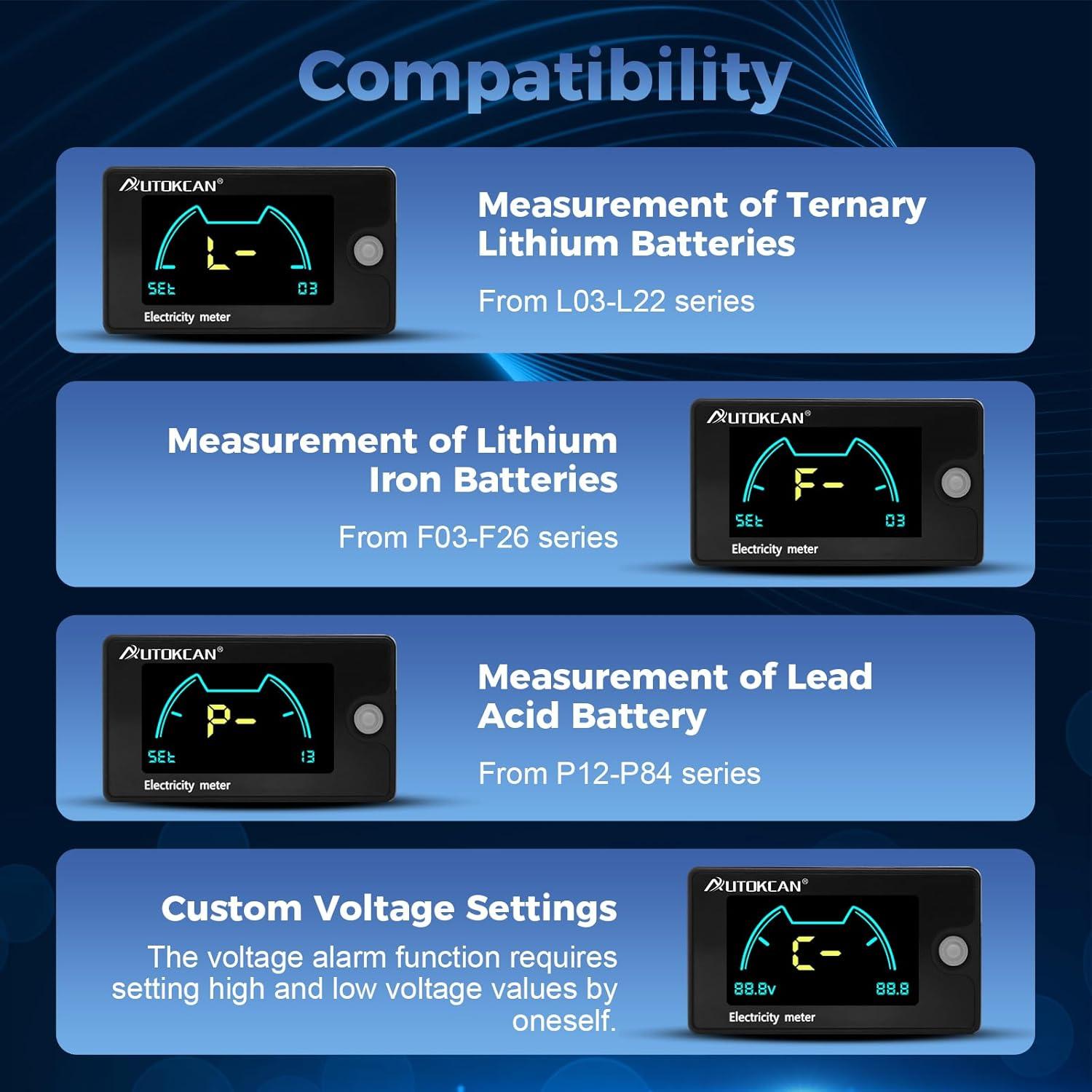 Medidor de Batería Digital Autokcan 6839D 8-100V Pantalla LCD