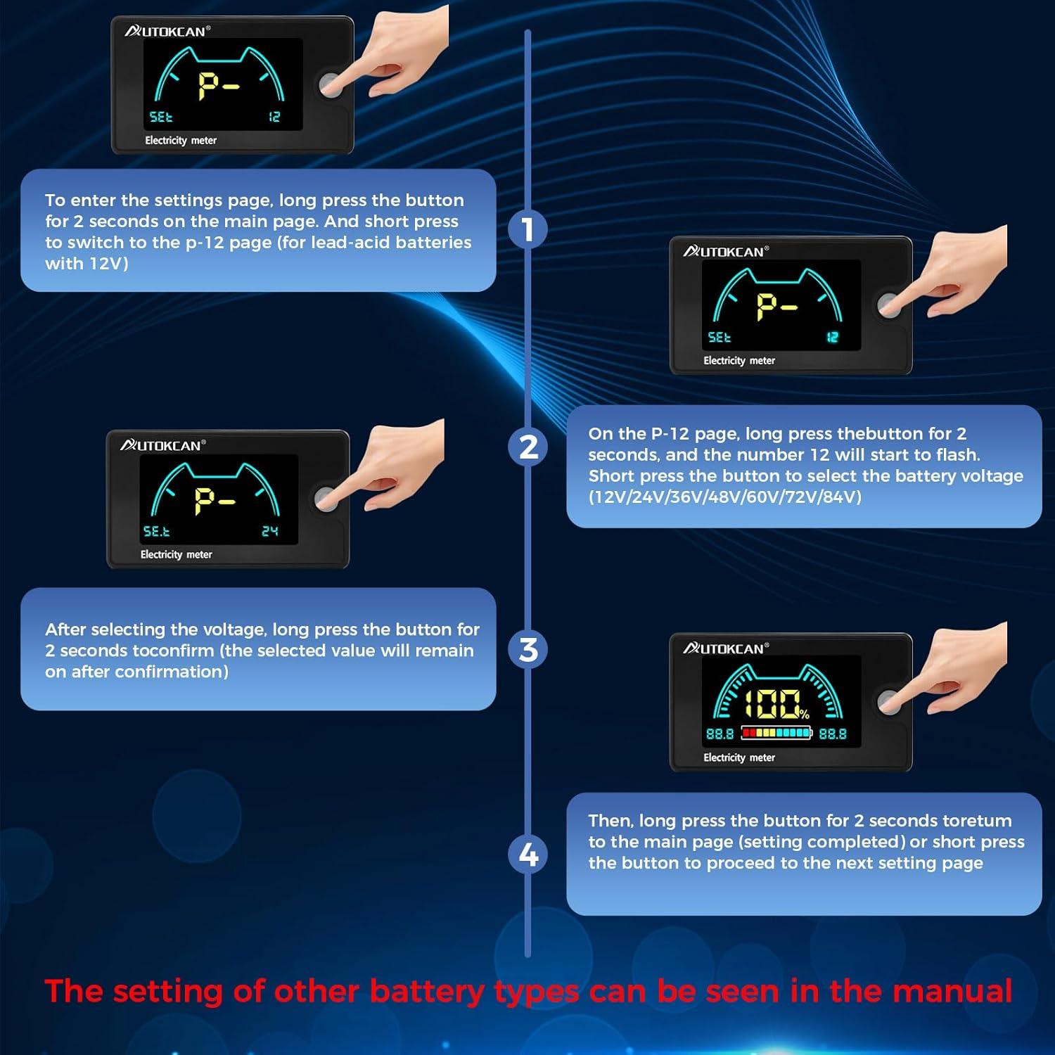 Medidor de Batería Digital Autokcan 6839D 8-100V Pantalla LCD