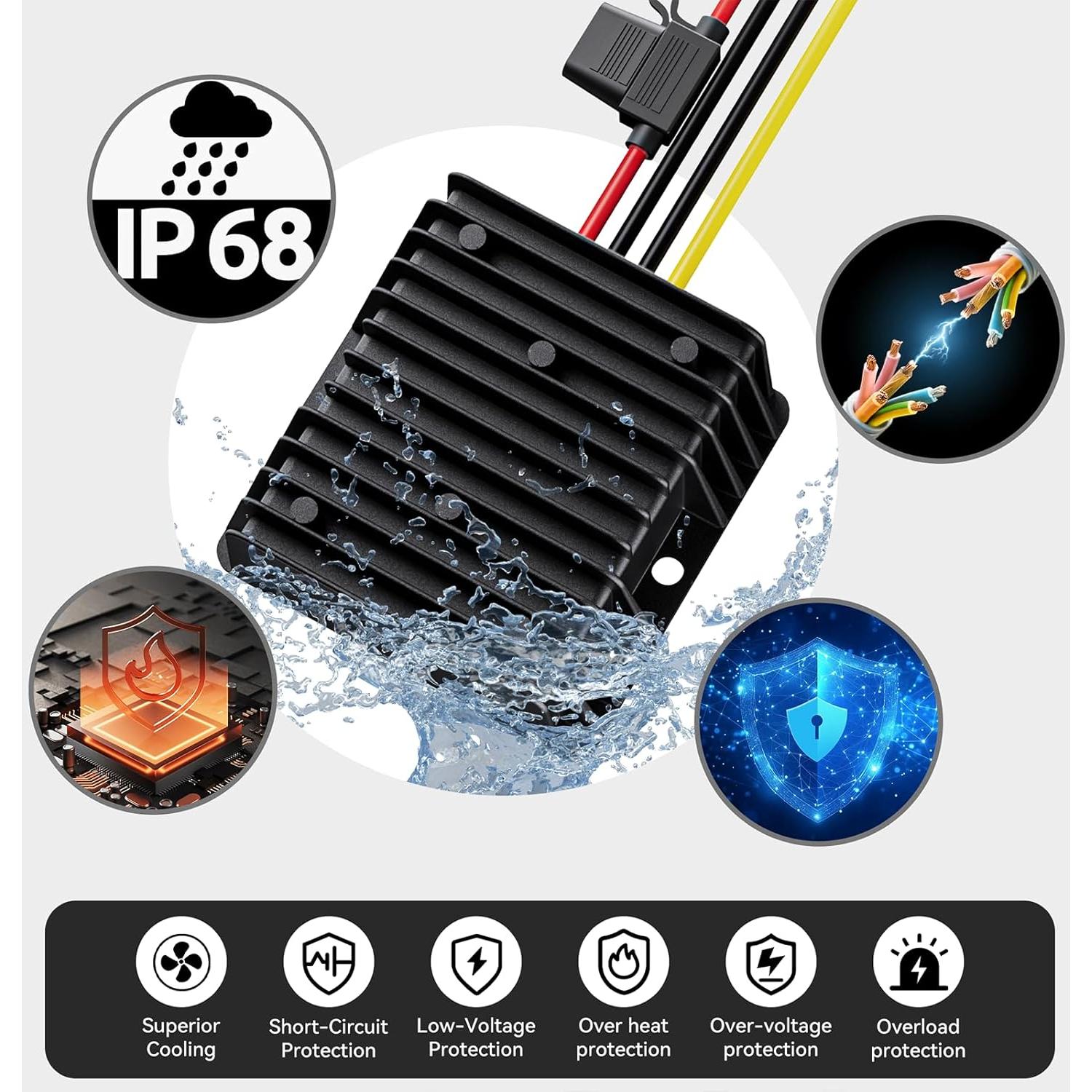 Convertidor de Voltaje 36V 48V a 12V 20A KEDEOLE